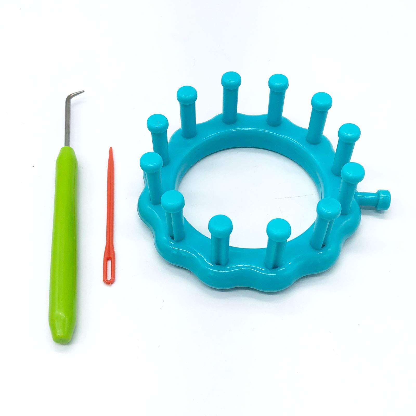 WAYION Round Knitting Loom Plastic Hat Weaving Looms Kit with Loom Hook/Needle, Small Knitting Loom Kit - Perfect for Sock, Hat, Leg & Arm Warmers, Scarf & More (Blue)
