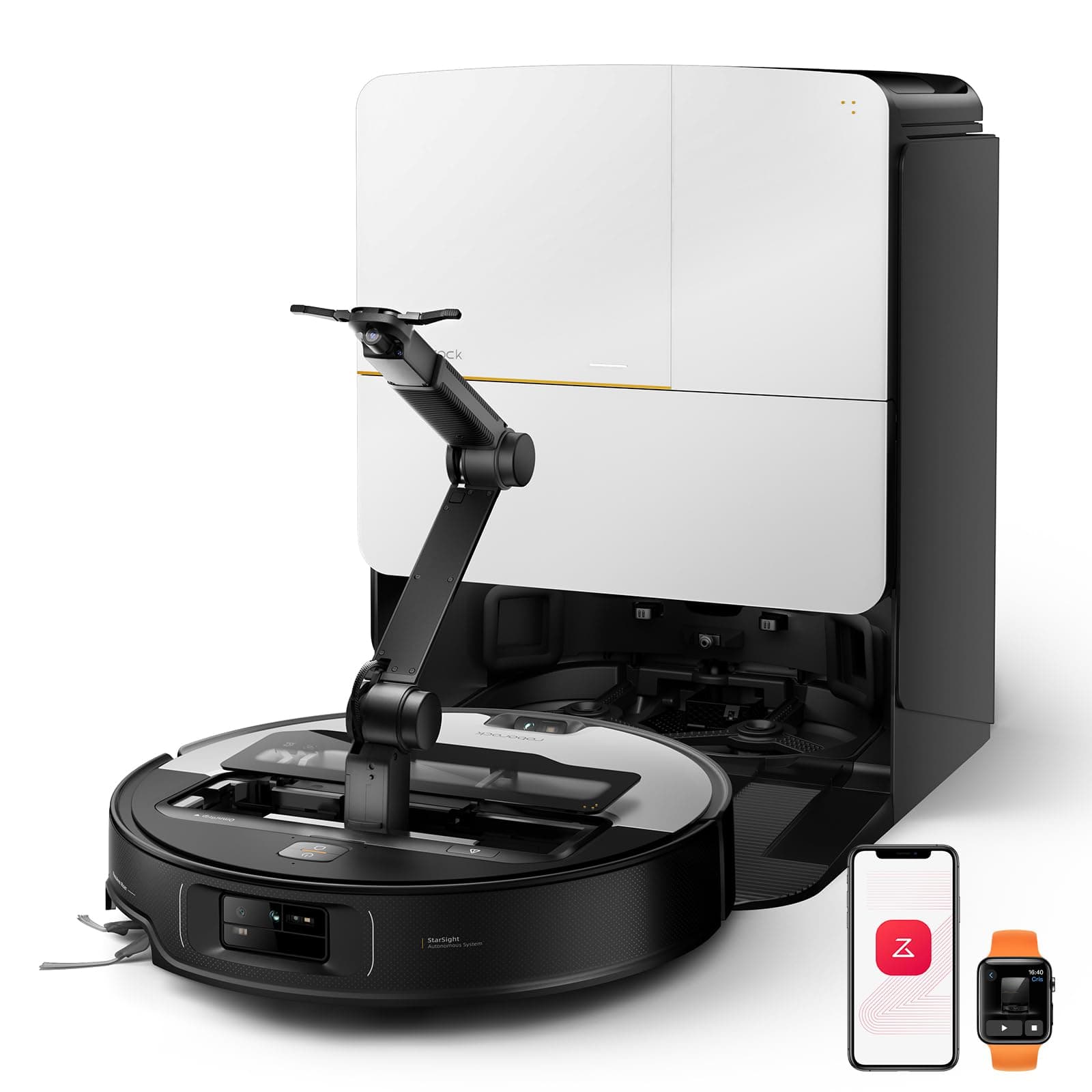 roborock Saros Z70 Robot Vacuum and Mop, OmniGrip Arm, AI-Powered, 22,000Pa Suction, 3.14’’ Ultra Slim, FlexiArm Riser Technology, AdaptiLift Chassis, Obstacle Avoidance, Auto Mop Washing & Drying