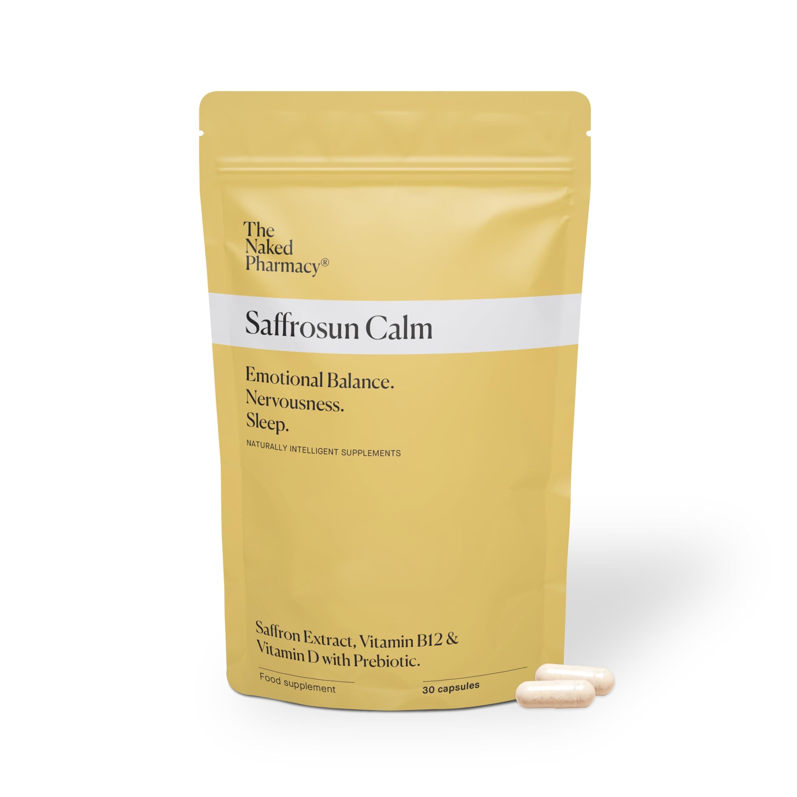 Saffrosun Calm | Balance & Energy | Saffron with Vitamin B12 | High Strength | Natural No Additives | Vegan | 30 Capsules