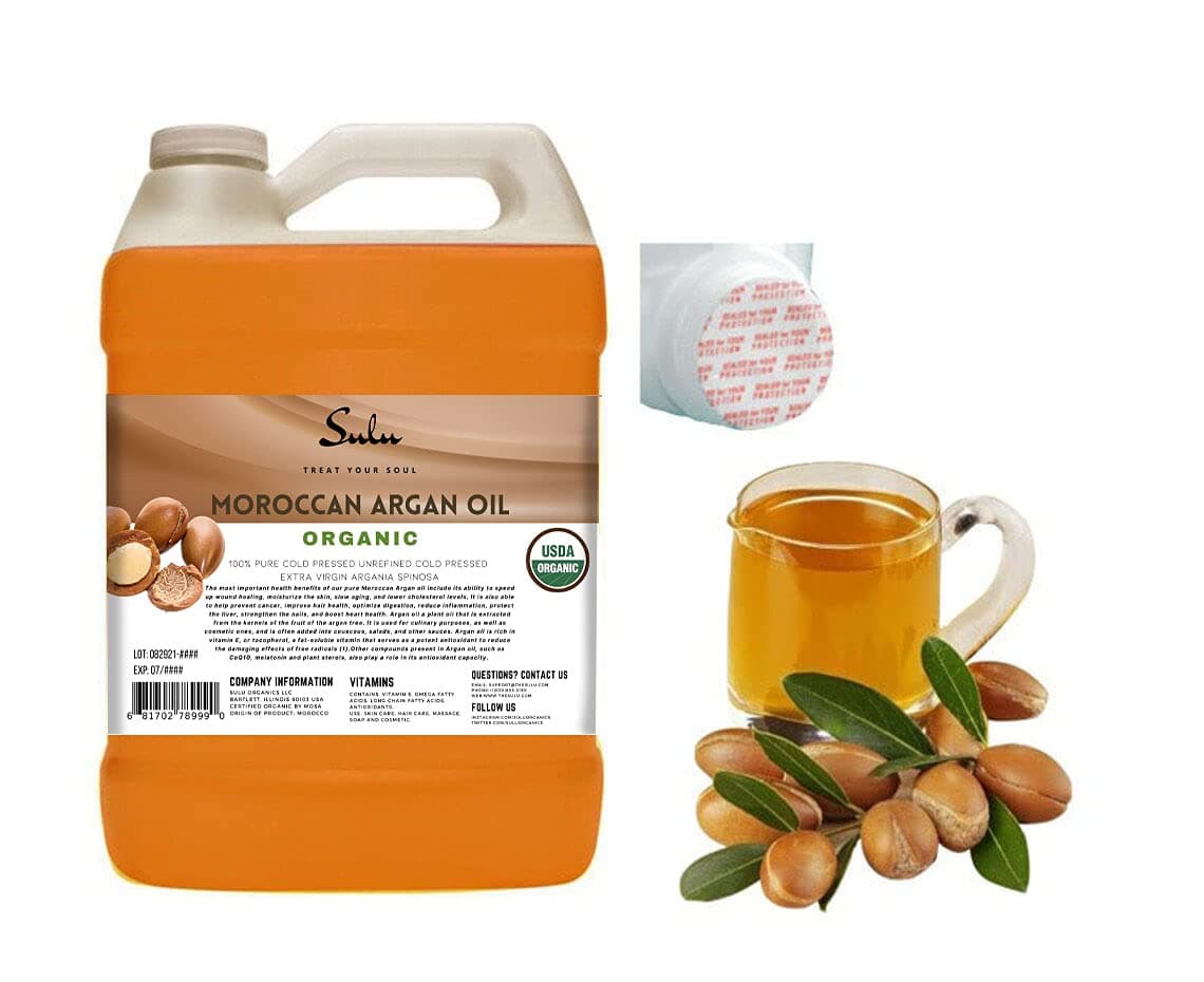 1 GALLON Pure Organic Cold Pressed Unrefined Extra Virgin Moroccan Argan OilUSDA Organic