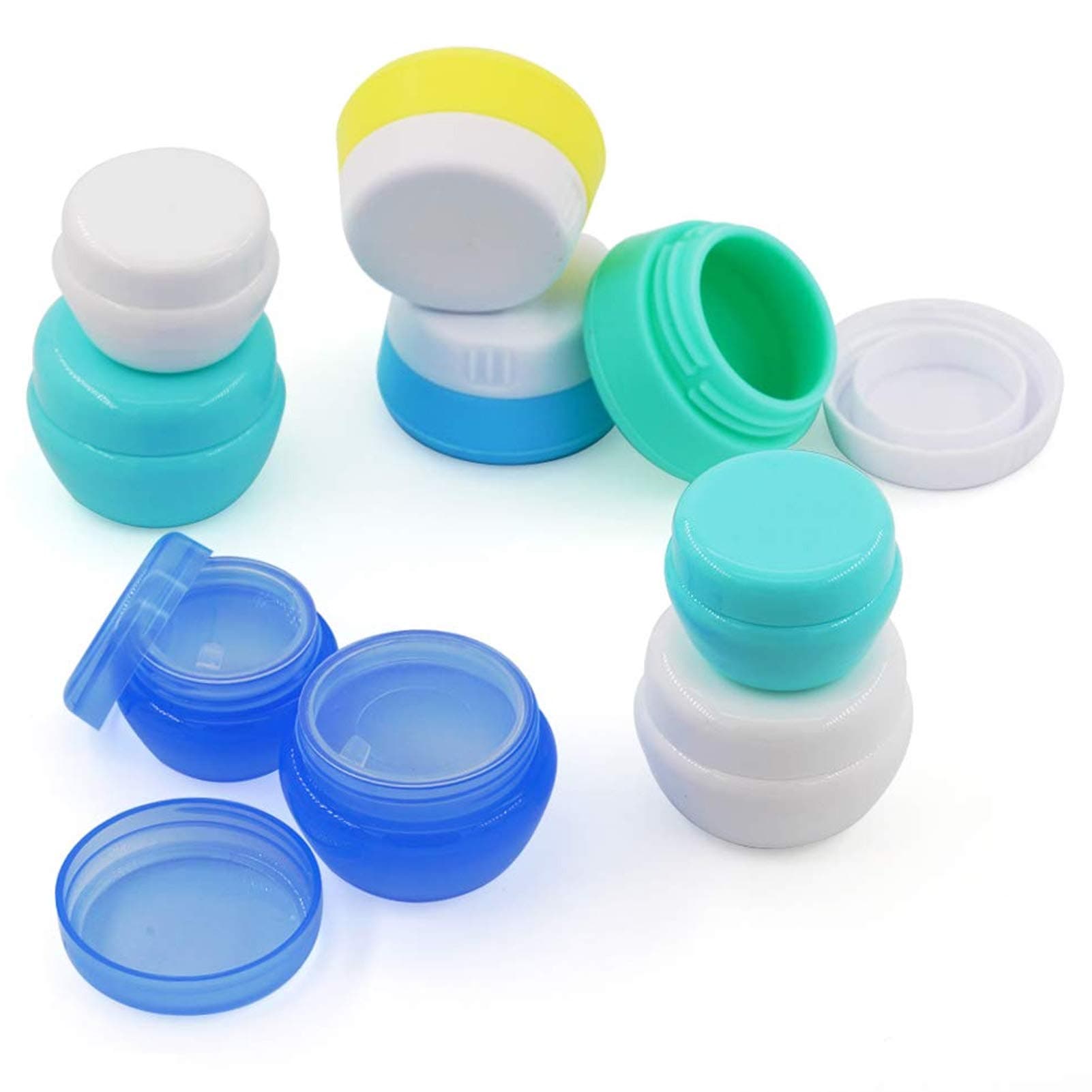 Travel Containers Sets Silicone & PP Cream Jars for Toiletries Empty Lotion Leak-proof & TSA Approved Bottles Accessories with Hard Sealed Lids for Cosmetic Makeup Face Cream (9 Jars)