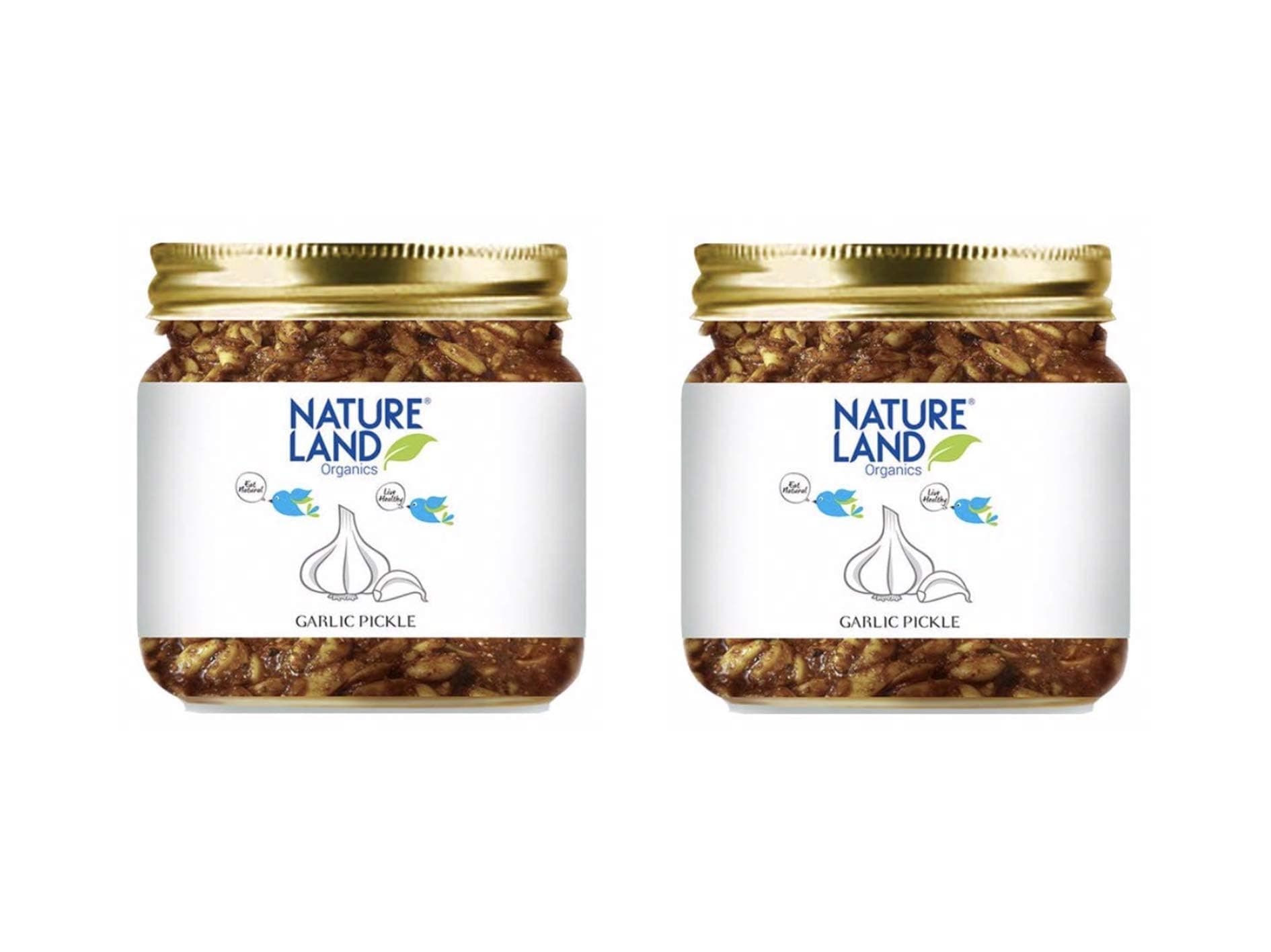 Natureland Organics Garlic Pickle 350 Gm - Organic Healthy Pickles