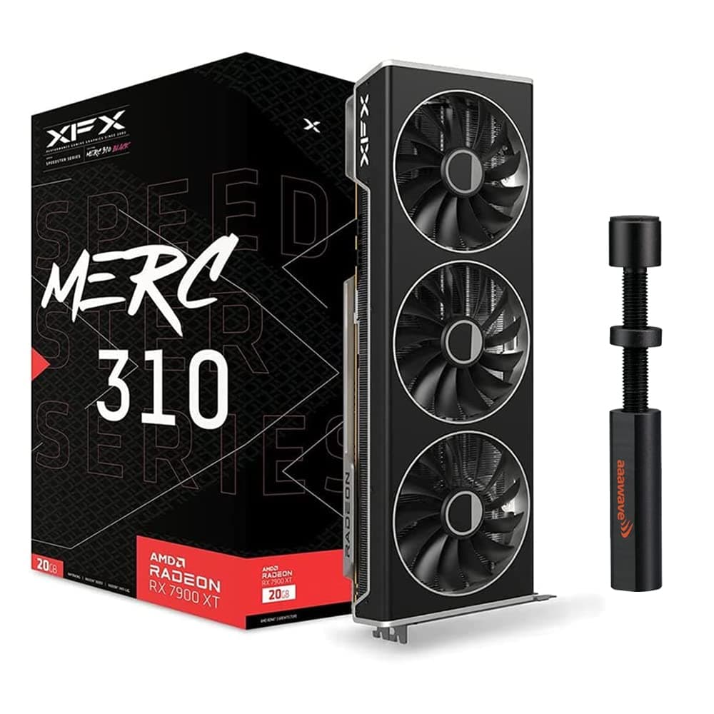 XFX RX 7900XT Speedster MERC310 AMD Radeon Black Gaming Graphics Card with Graphics Card Support Bracket (Black)