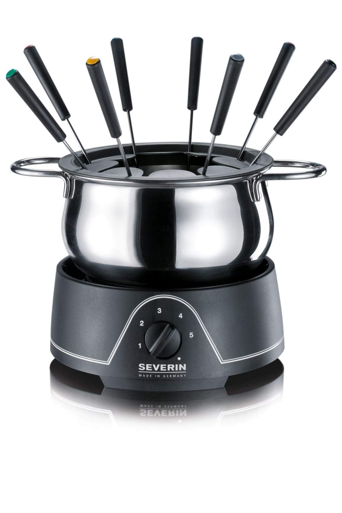 Severin FO2400 Stainless Steel Electric Fondue Set, 1.25 Litre, 800 Watt, Black