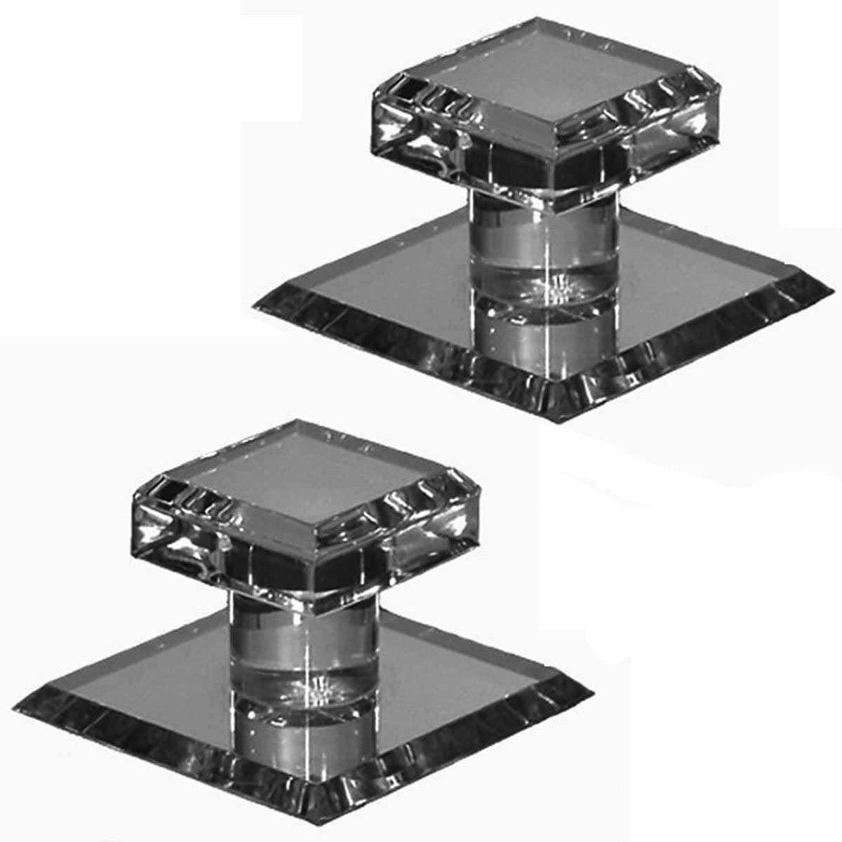 Gordon Glass Co. 1-3/4" Clear Acrylic Pull Handle, Self-Stick Small Square Beveled Mirror Knobs - Pack of 2
