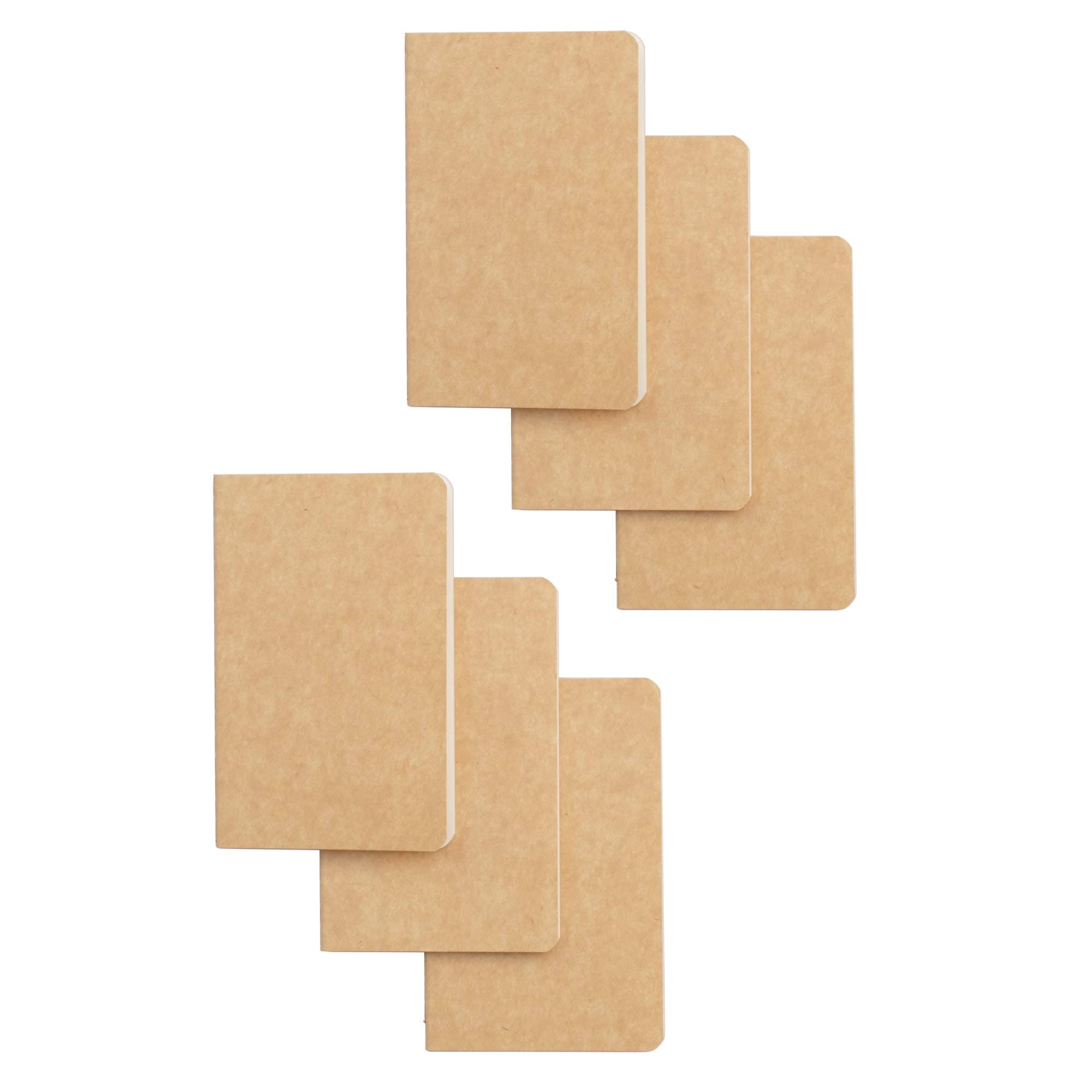 TWONE Pocket Notebook, 6 Pack Softcover Mini Notebooks 3.5" x 5.5" Kraft Brown Notebook Small Memo Notepad for Men Women Kids Traveler Author, 30 Sheets,60 Lined Pages