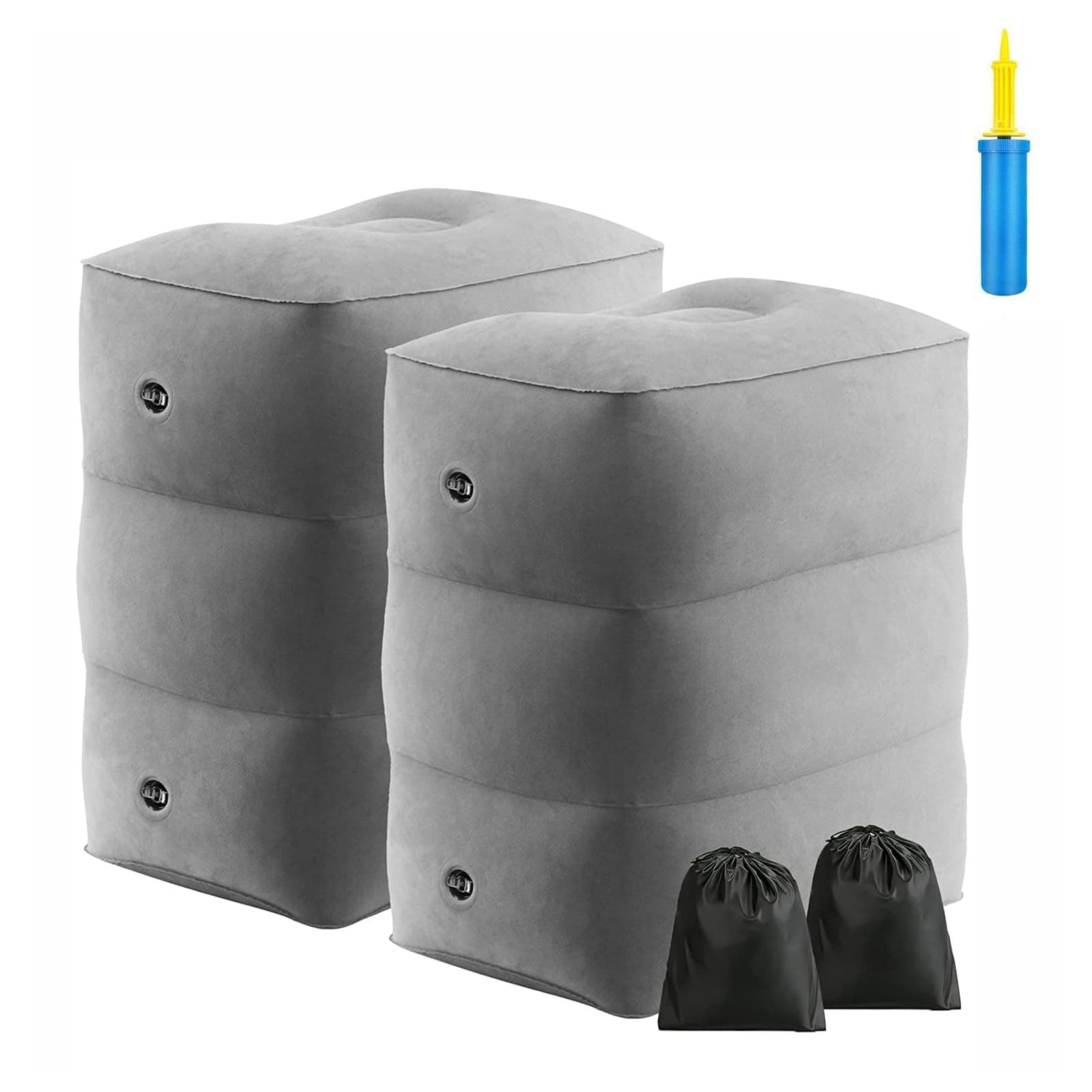 U-HOOME 2 PCS Inflatable Foot Rest Pillow for Travel, Kids Airplane Bed Travel Pillow Adjustable Height Leg Pillow, Portable Foot Pillow for Office, Home and Any Travell,Foot Stool with Pump