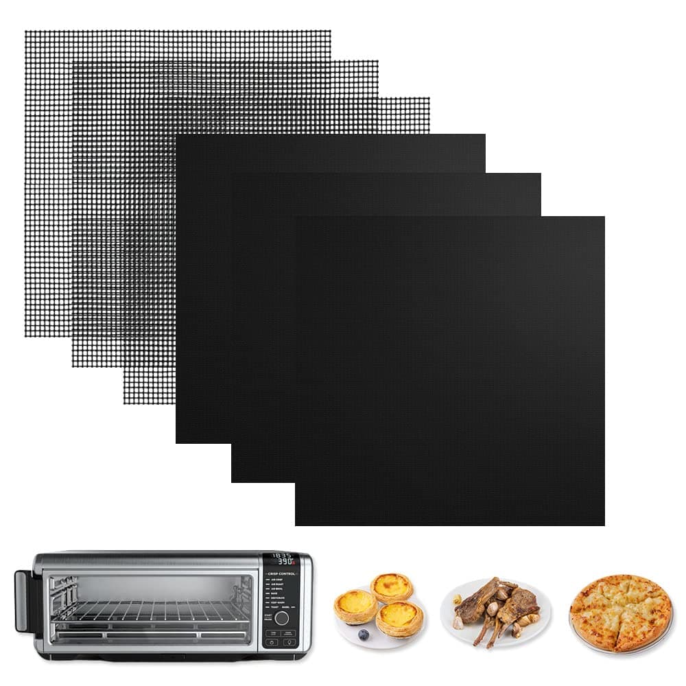 Sun3drucker for Ninja Foodi Reusable Air Fryer Liners 12x12inch Non-Stick,Bottom of Toaster Oven Mat,3x Liners + 3x Mesh Sheets, Baking/Microwave/Grill,450°F,Pre-Cut Square for SP101/SP201/SP301/SP351