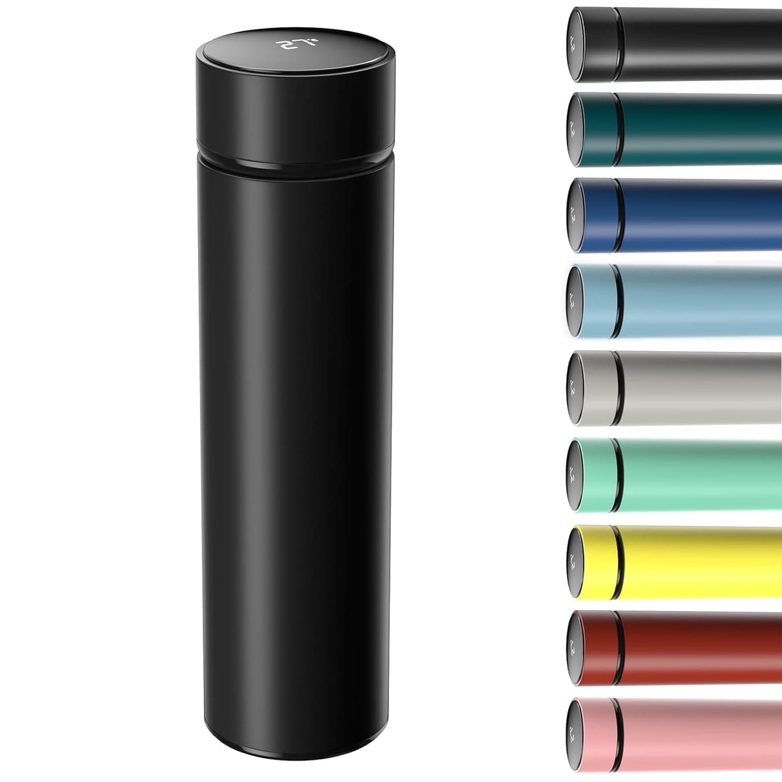 Homealexa 500ml Coffee Cups Travel Mugs, Water Bottle Vacuum Insulating Cup 304 Stainless Steel, Touch Screen Temperature Gauge, Smart Mug for Heat and Cold (A-Black)