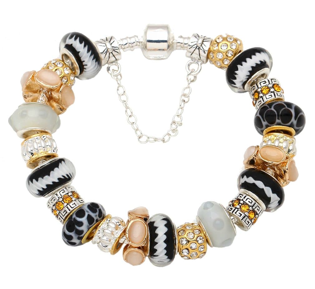 Pandora Style Charm Bracelet with Murano Style Beads - Perfect Gift for Women- Christmas, Valentine’s Day, Birthdays, Anniversaries and Mother’s Day