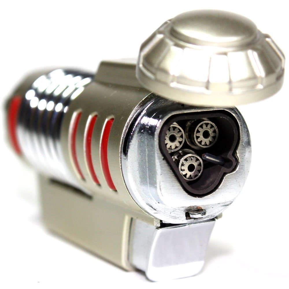 Golden Color Triple Jet Flames Refillable Butane Torch Lighter 3 1/4 Inch