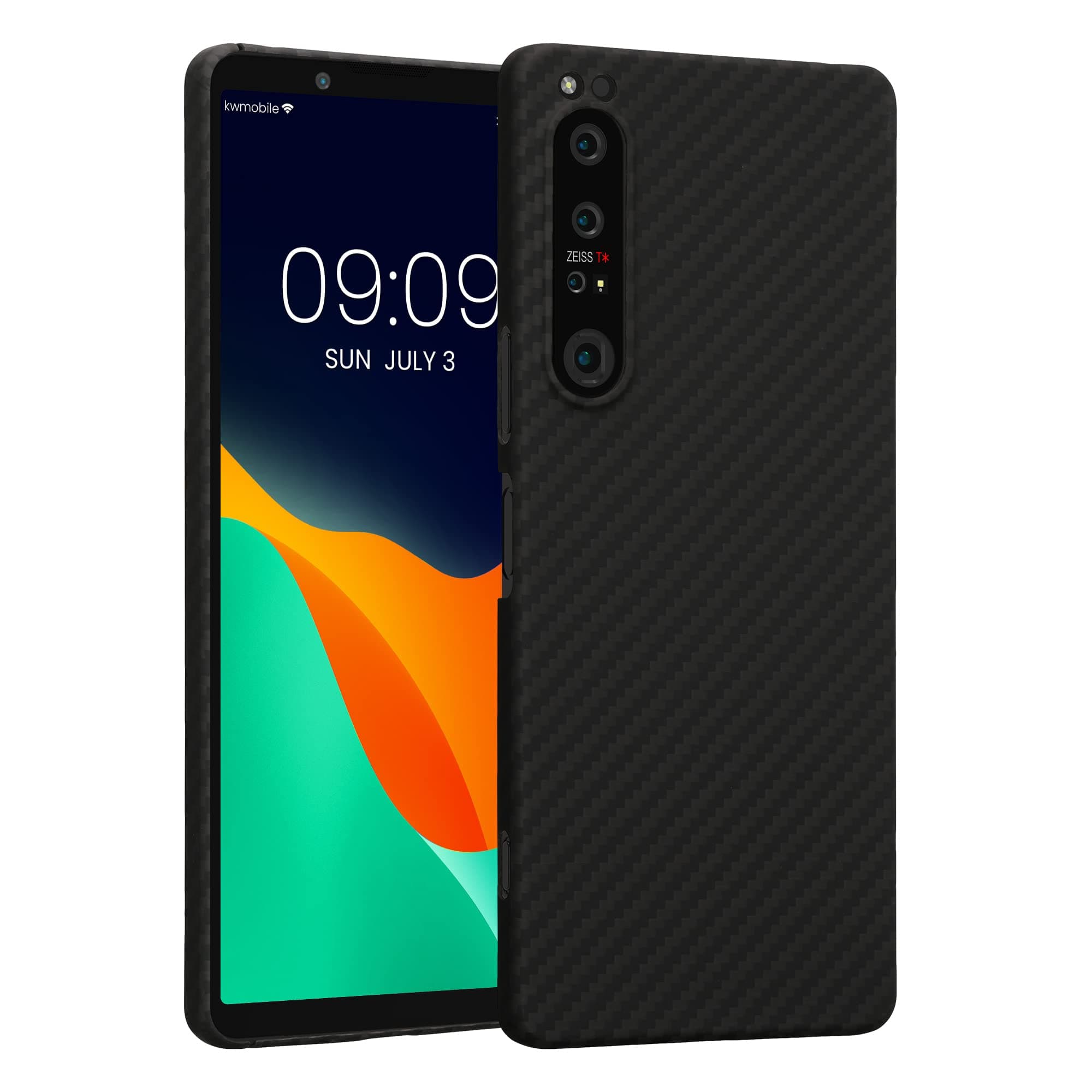kalibri Aramid Fiber Case Compatible with Sony Xperia 1 IV - Case Super Slim Strong Protective Phone Cover - Black Matte