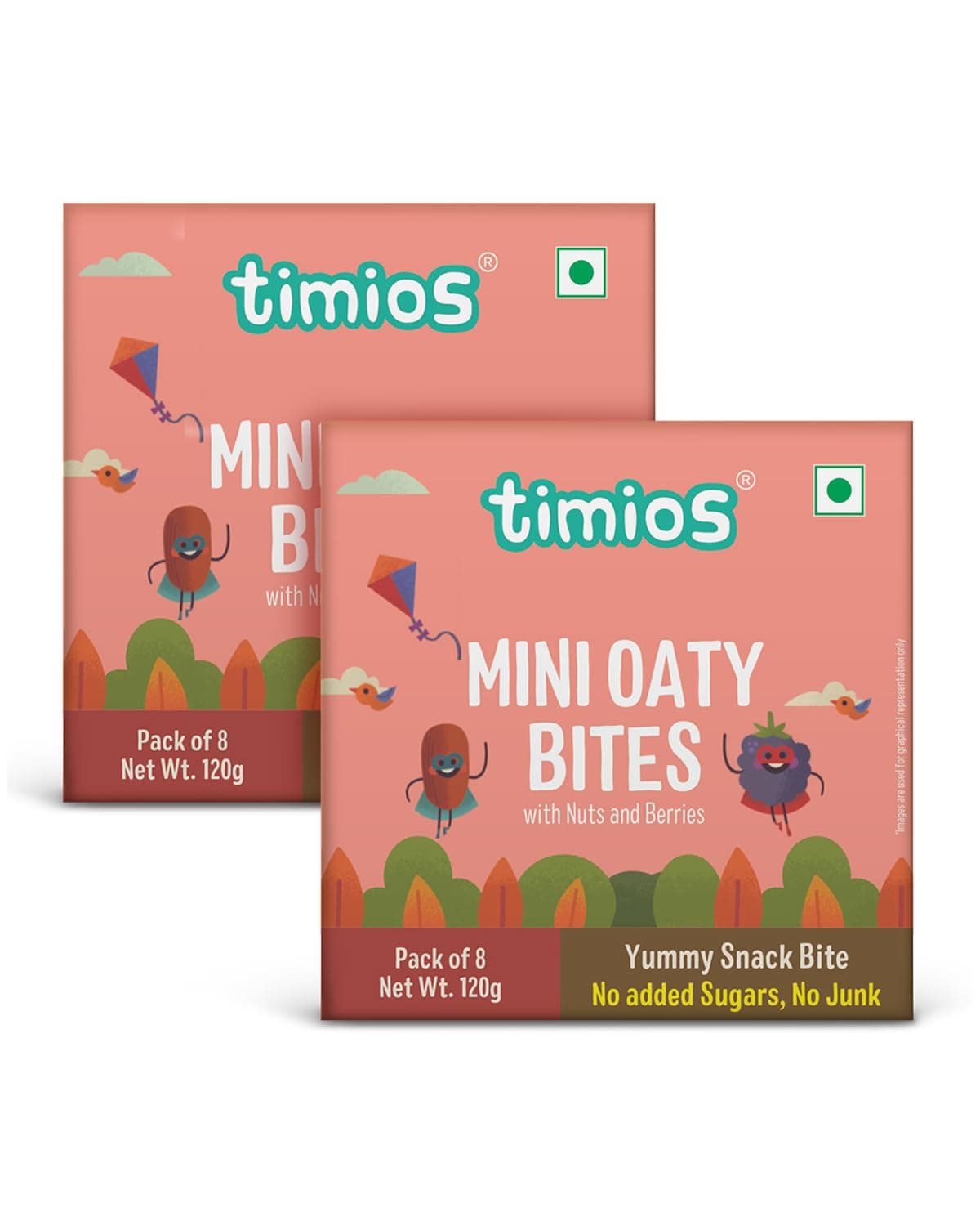 Timios Mini Oaty Bites - Nuts and Berries | Snack Bar for Baby | Pack of 2