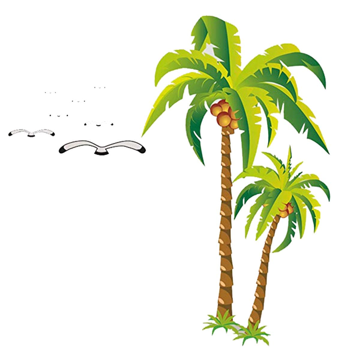 BYF DIY Removable Wall Decal Stickers Love Palm Tree Wall Stickers for Kids Room Living Room Office Bathroom Kitchen Bedroom Home Decor (Coconut Tree 23x35in)