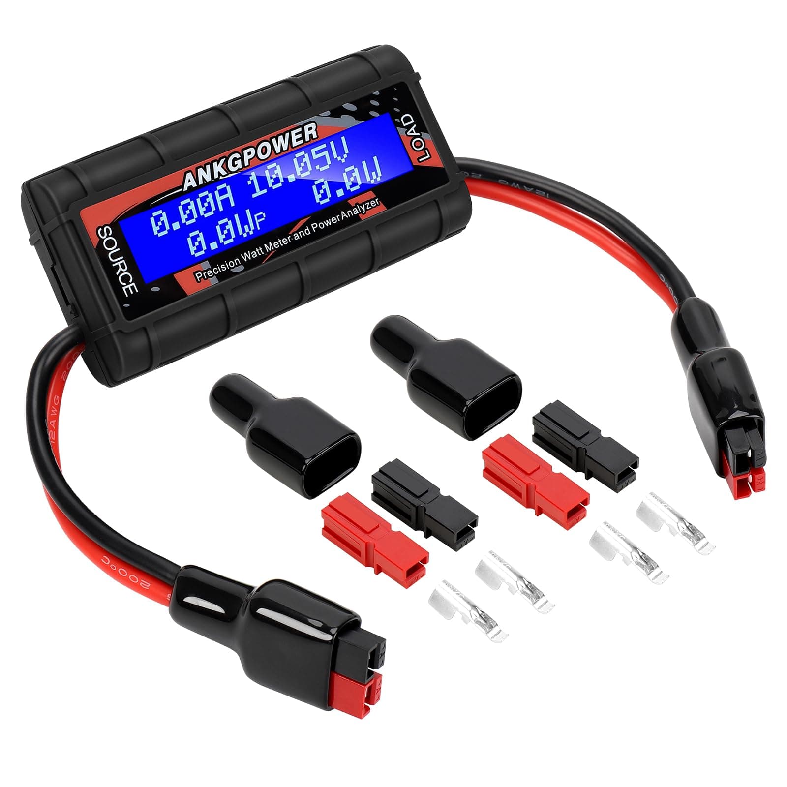 150A Power Analyzer, High Precision RC with Digital LCD Screen for voltage (V) current (A) Power (W) Charge(Ah) and Energy (Wh) Measurement Two sets of 45amp Power pole Connectors are connected a