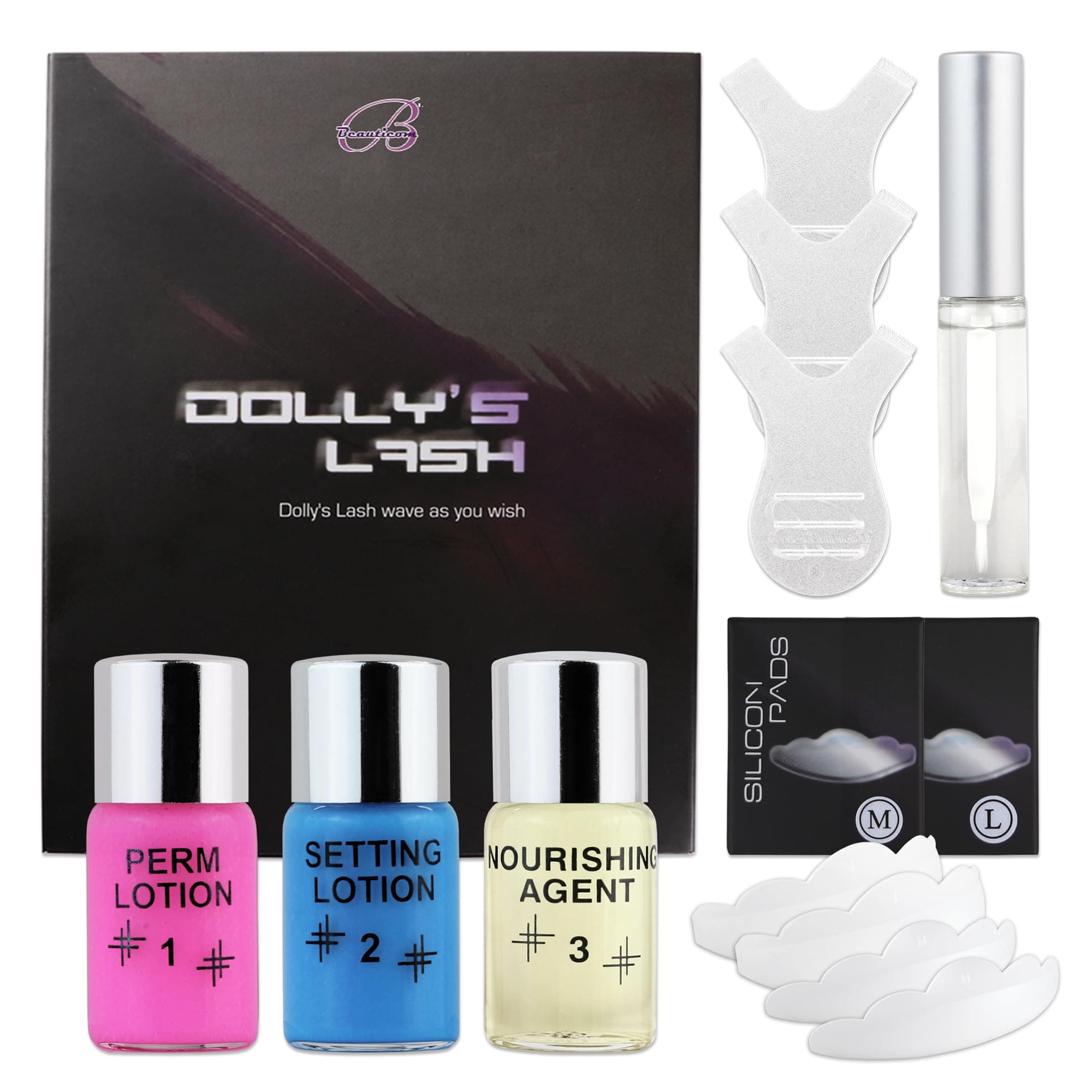 Dolly's Lash Beauticom Lift Eyelash Wave Lotion Perm Kit - for Professional Curling, Perming, Lifting
