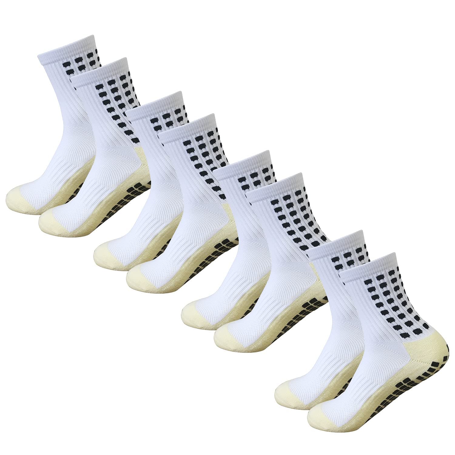 Yufree Grip Soccer Socks Anti Slip Non Slip Men's Athletic Socks for Football Basketball Sports, 4 Pair