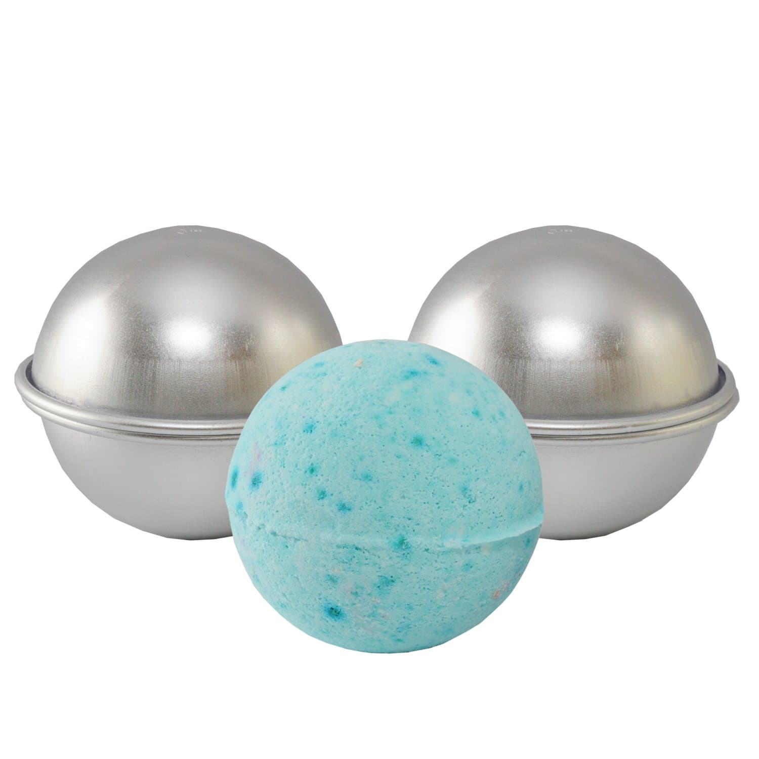 Metal Bath Bomb Mold - DIY - Make Luxurious Bath Bombs - 2 Molds (4 Pieces) - 2.56" Diameter - Premium Finish - The Bath Company! Bonus Bath Bomb Recipe Included!