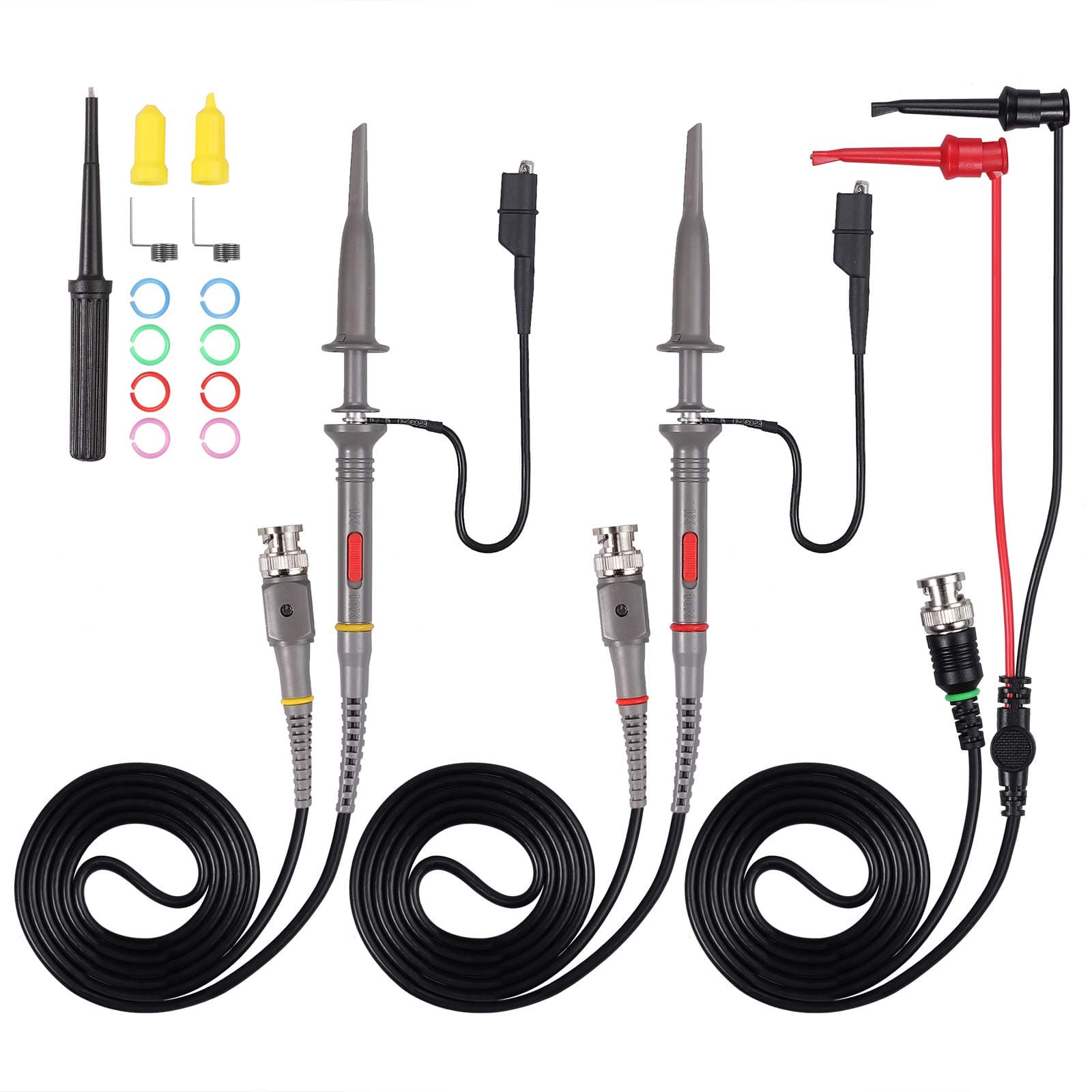 200Mhz Oscilloscope Probe Clip Scope Test BNC End Probe P2200 10X/1X Black with BNC to Mini Grabber