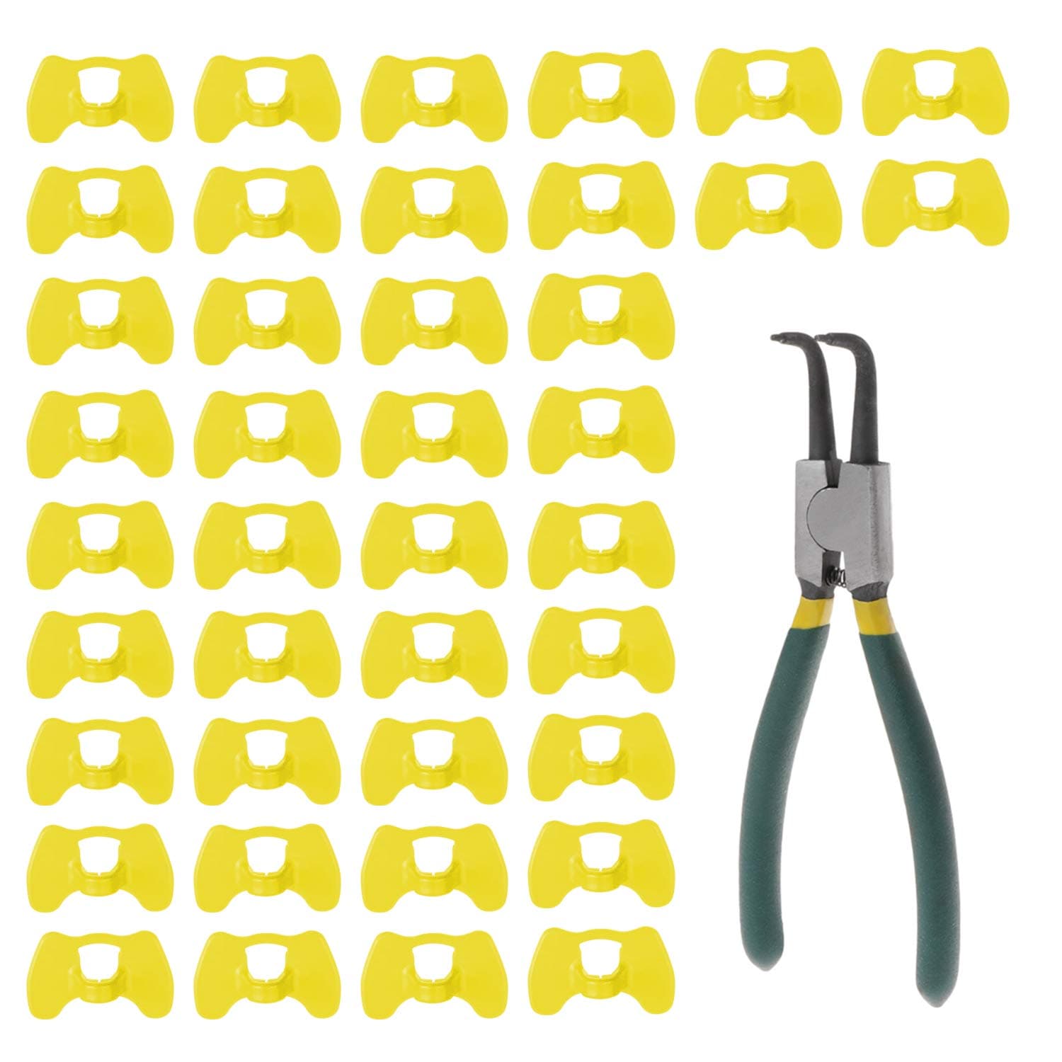 Lainrrew 41 Pcs Pinless Peepers with Pliers Set, Poultry Blinders Chicken Peepers Chicken Spectacles Anti-Pecking Pheasant Eye Glasses (Yellow)