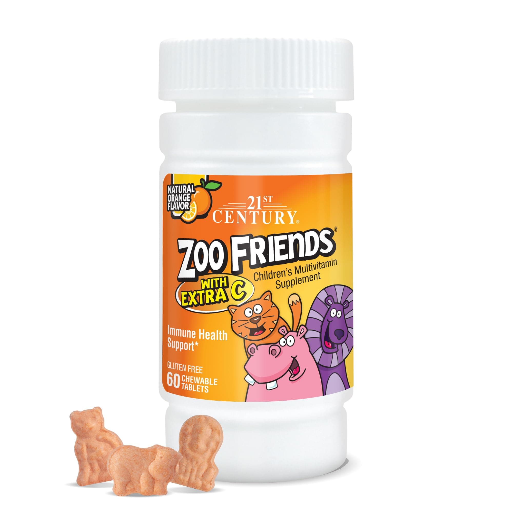 Zoo Friends, MultiVitamins & MultiMinerals with Extra C, Support Immunity & Antioxidant Nutrients, 60 Chewable Tablets