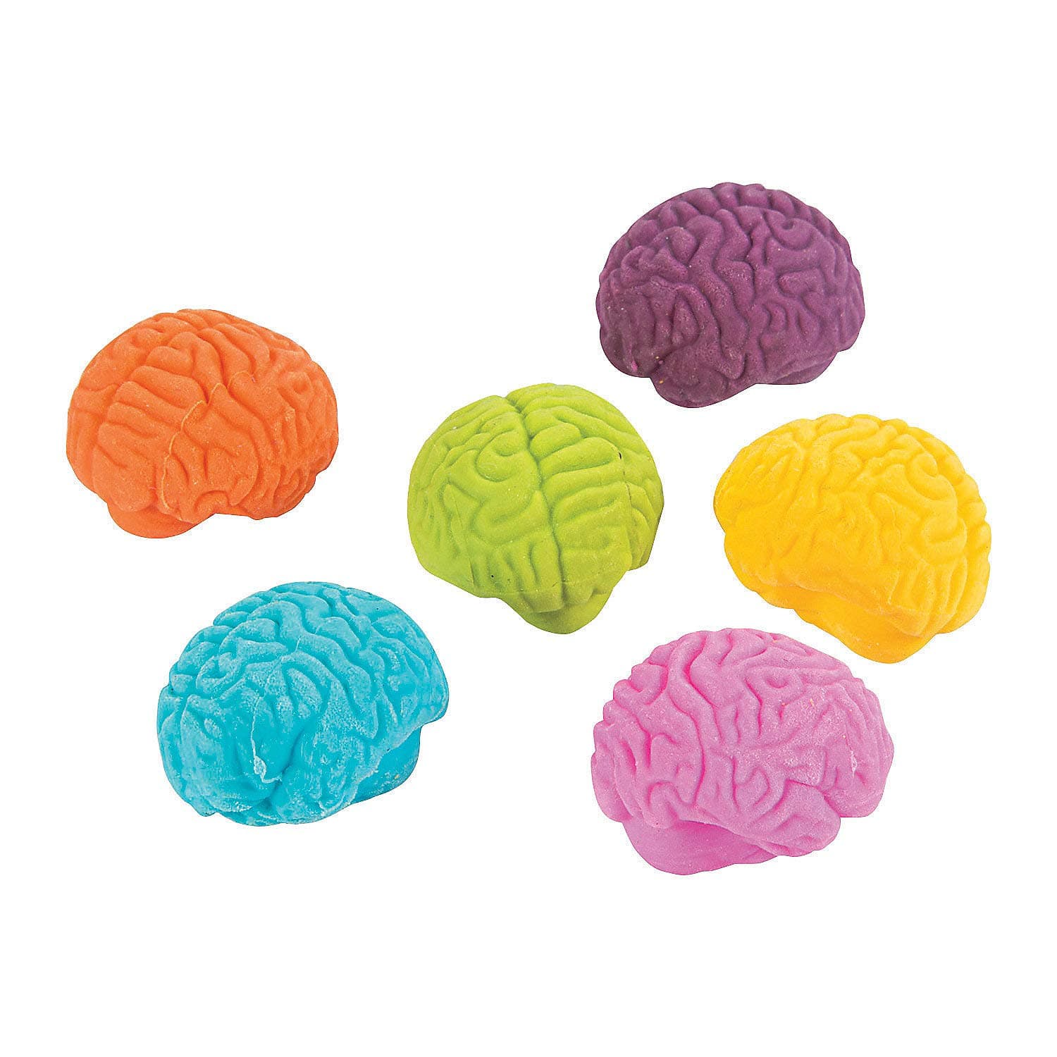 Fun Express Brain Shaped Erasers (Set of 24) Halloween, Classroom Giveaways and Party Supplies