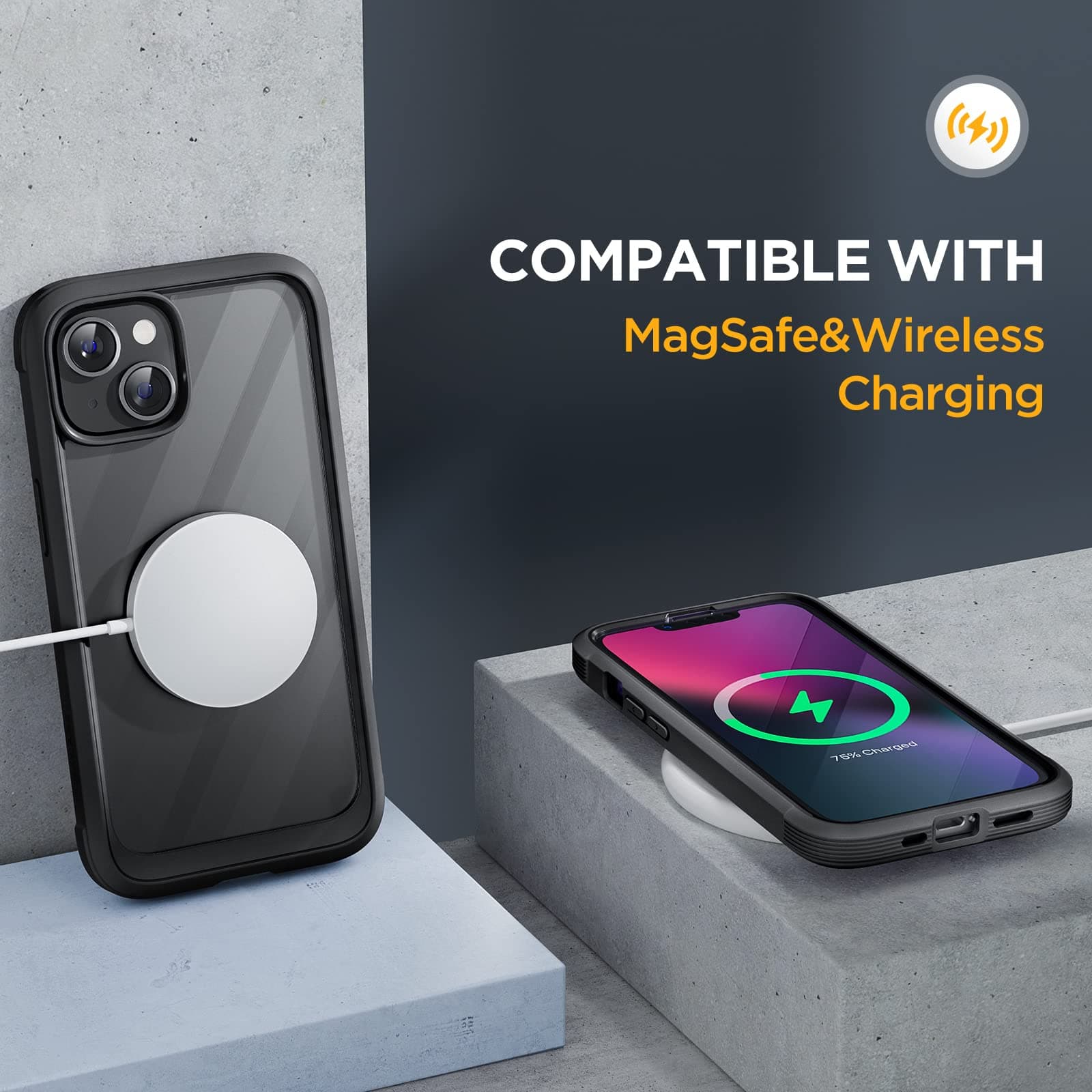 Miracase Compatible with iPhone 13 Mini case 5.4 inch, 2023 Upgrade Full-Body Glass Clear Case Bumper Case with Built-in 9H Tempered Glass Screen Protector for iPhone 13 Mini, Black