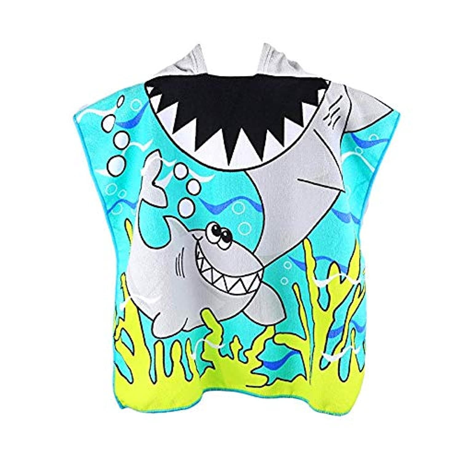 Oban Kids Hooded Towel for Bath Cotton Lightweight Boys Blue (Shark Pattern)