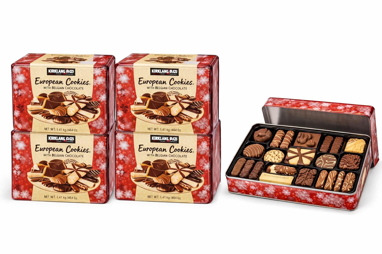 European Cookies LIMITED EDITITON Kirkland Signature with Belgian Chocolate, 49.4 Ounce, 4 Pack