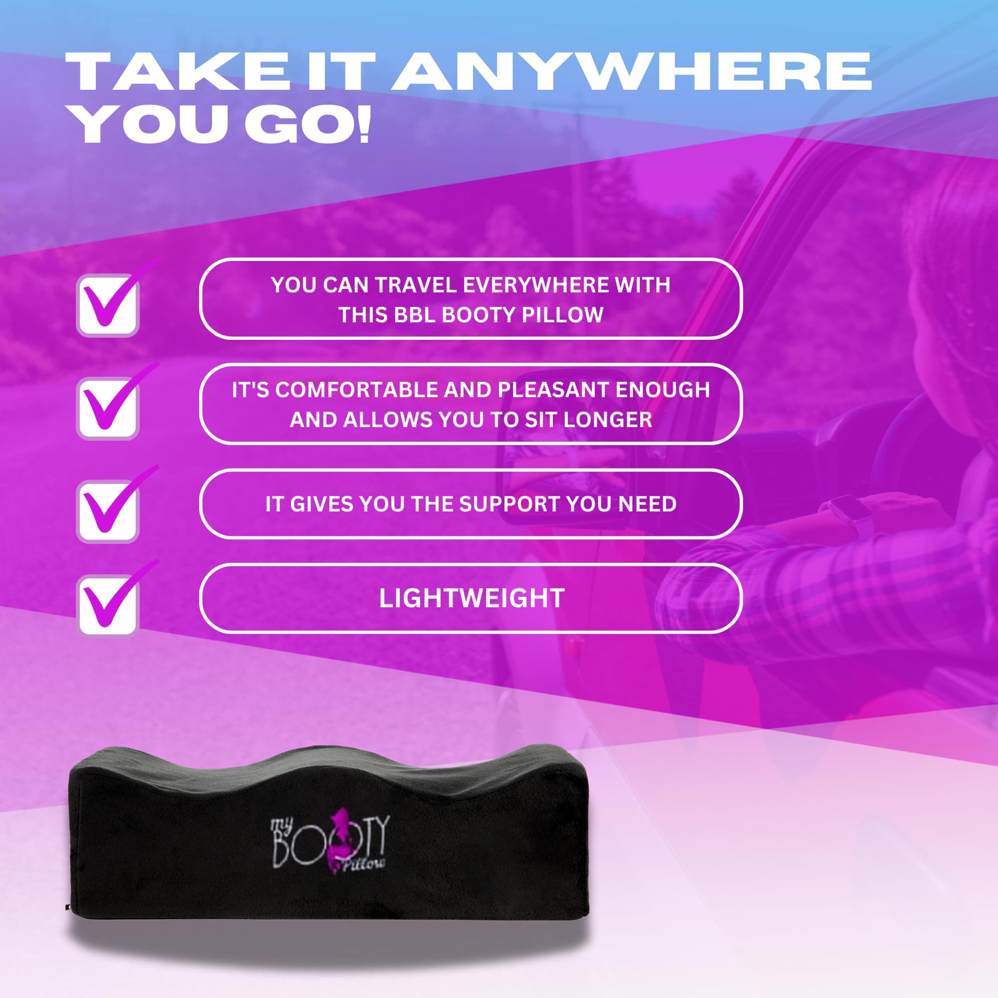 BBL Pillow After Surgery Lifting Cushions, Butt Cushion for Long Sitting Butt Pillow, Portable Brazilian Butt Lift Recovery Pillow, BBL Post Surgery Supplies Cojin Post Operatorio