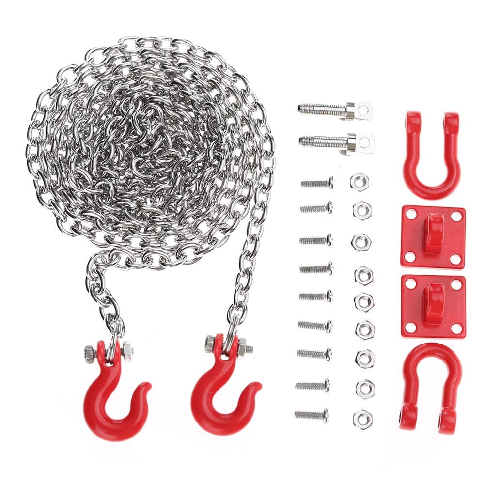 Tbest RC Towing Hooks Attached, RC Metal Tow Chain Model Car Model Accessory for RC Car Climbing Crawler