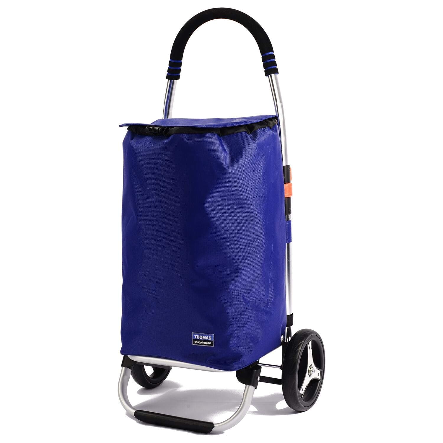 Shopping Trolley, TUOMAN Folding Shopping Carts Rolling Grocery Cart with Wheels for Laundries, Cargo, Beach-Blue
