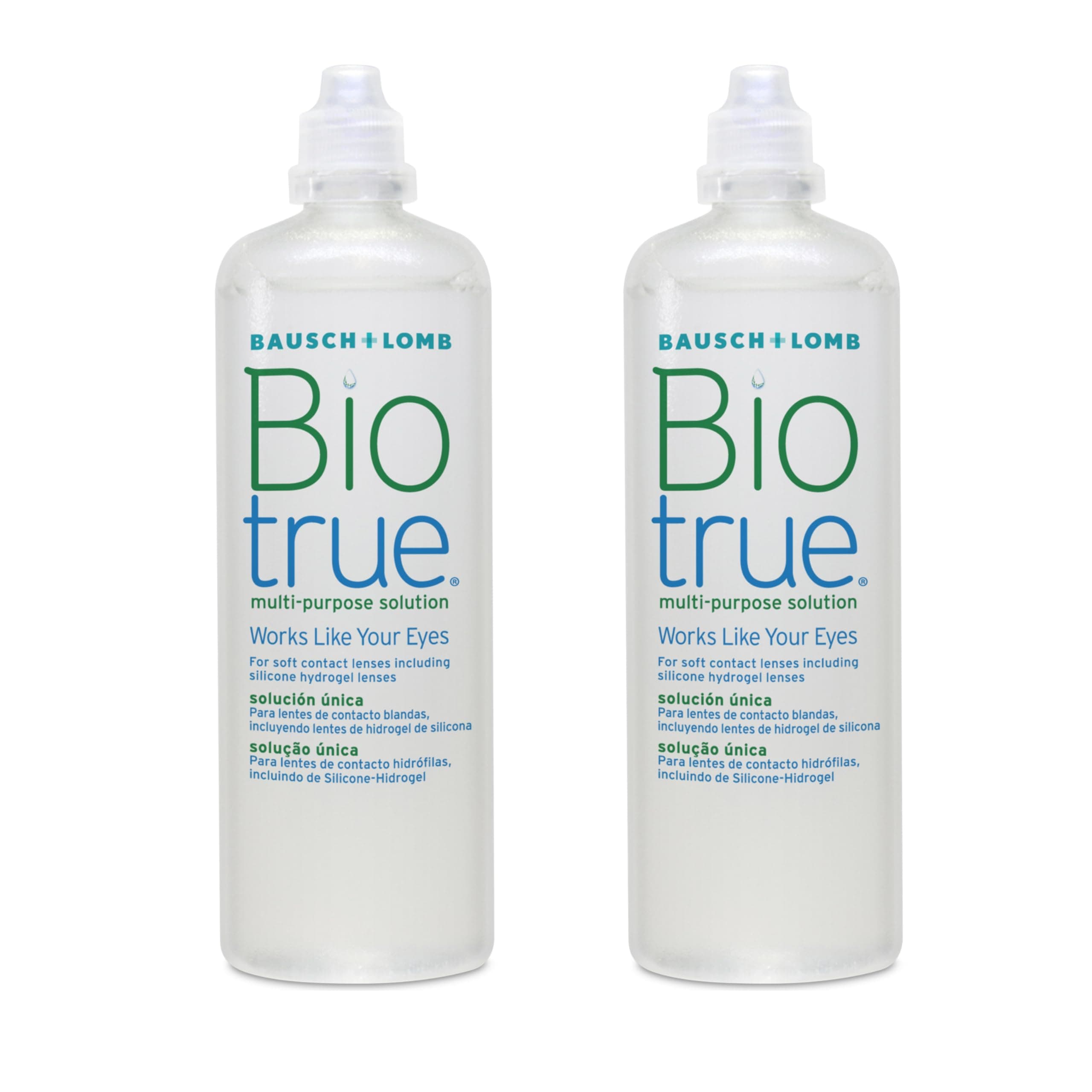 Multi-Purpose Contact Lens Solution, 2x 300ml - Cushions & Rehydrates Soft Contact Lenses for Comfortable Wear - Condition, Clean, Remove Protein, Disinfect & Rinse - With Lens Case, Pack of 2