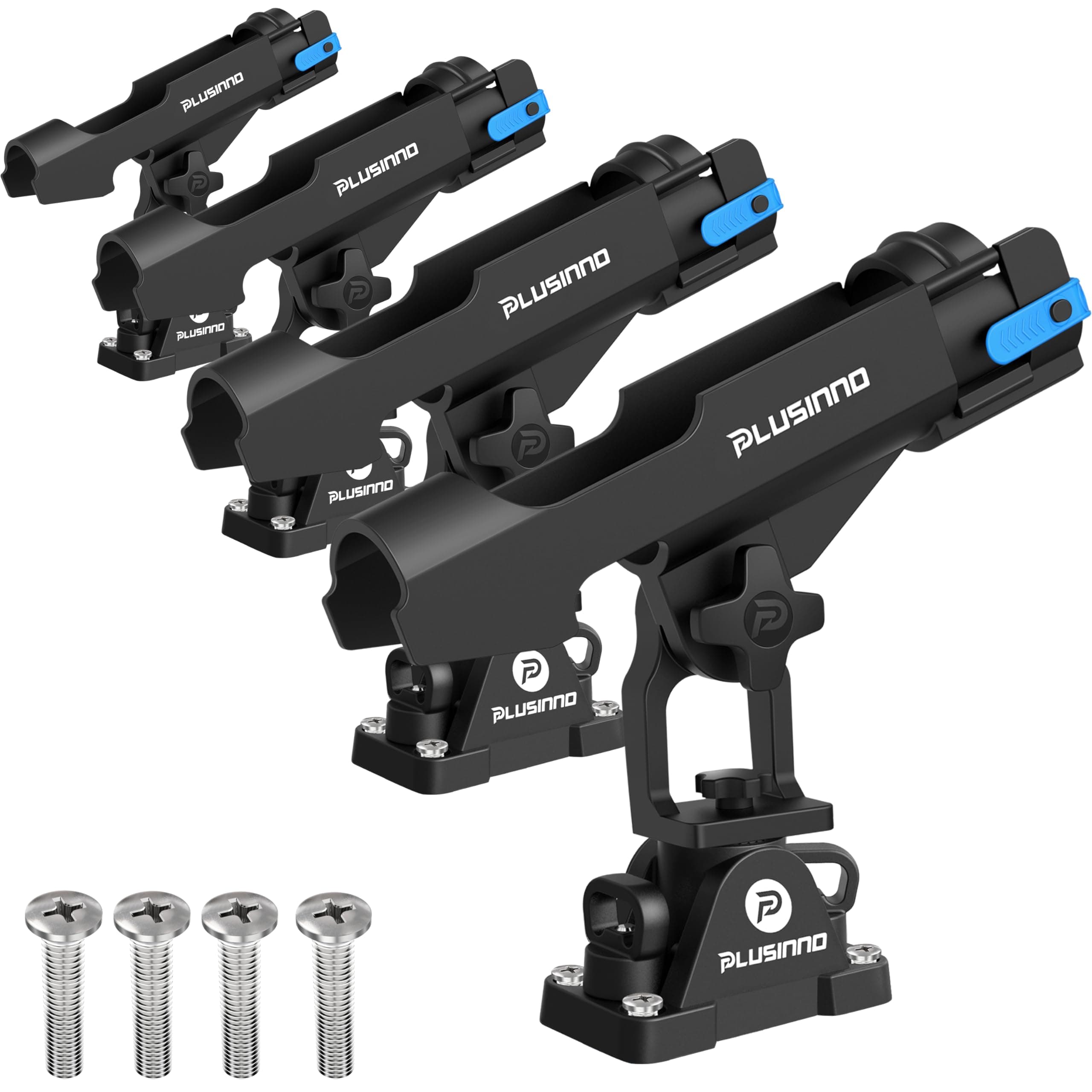 PLUSINNO 2 in 1 Fishing Rod Holders for Boat, Kayak Fishing Rod Holder, Fishing Pole Holders for Track Mount / Deck Mount, Fishing Gear with Fishing Rod Protective Strap, Fishing Accessories & Gifts