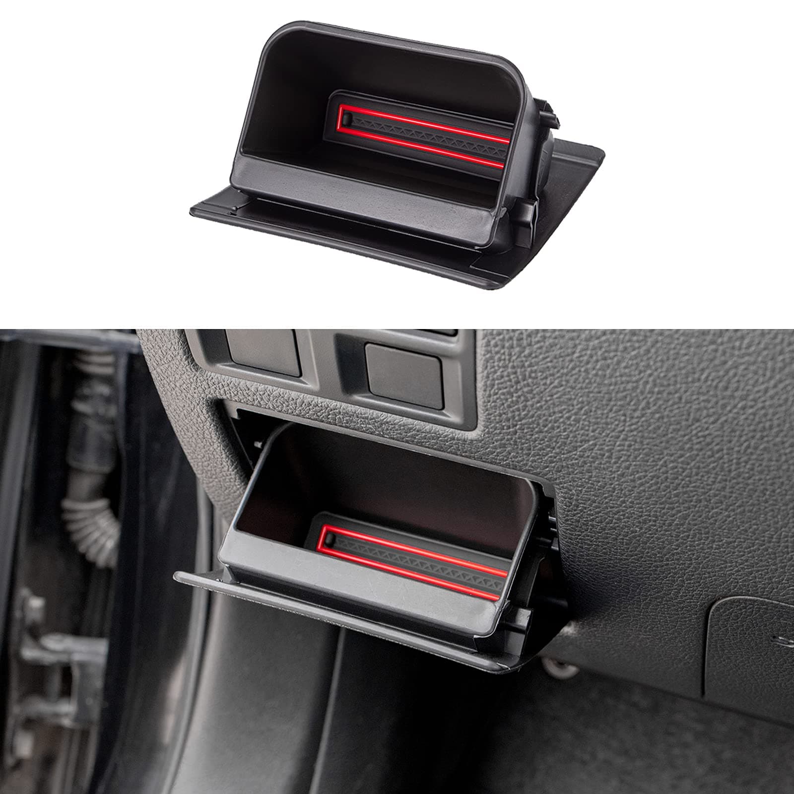 PIMCAR Fuse Box Coin Container Inner Storage Tray for Subaru Impreza XV Crosstrek Forester Legacy Outback WRX STI Ascent Accessores (with Non-Slip Red Liner)