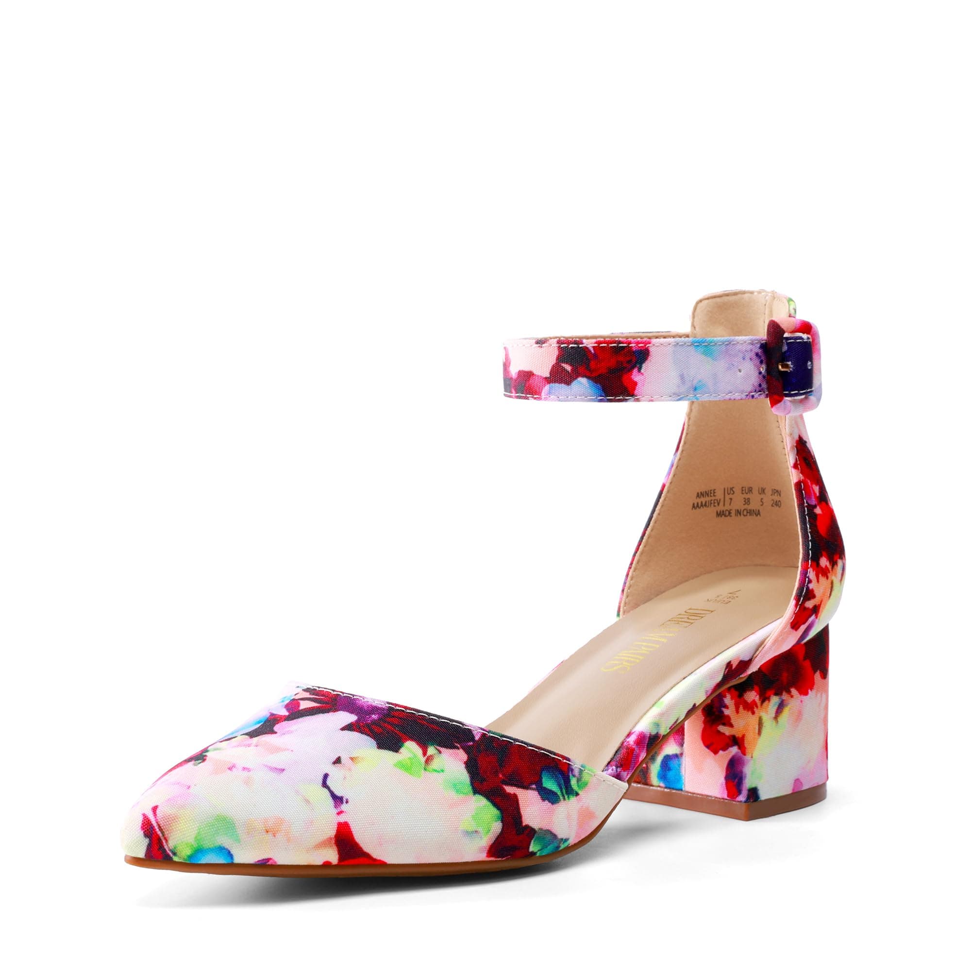 DREAM PAIRS ANNEE Pointed Toe Low Chunky Heels Pump Shoes