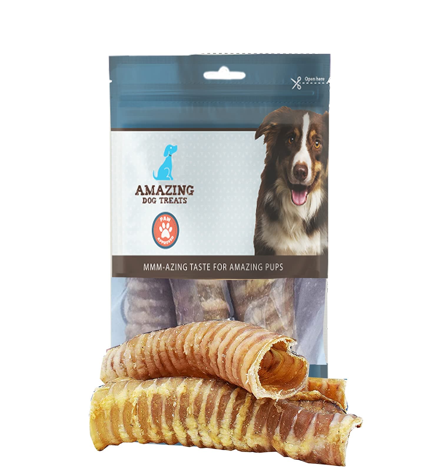 Amazing Dog Treats - 6 Inch Beef Trachea Dog Chews (20 pcs - 32 oz) - Trachea Dog Treats - NO Hide - Digestible and Safe Chews for Dogs - Glucosamine and Chondroitin for Joint Health for Dogs