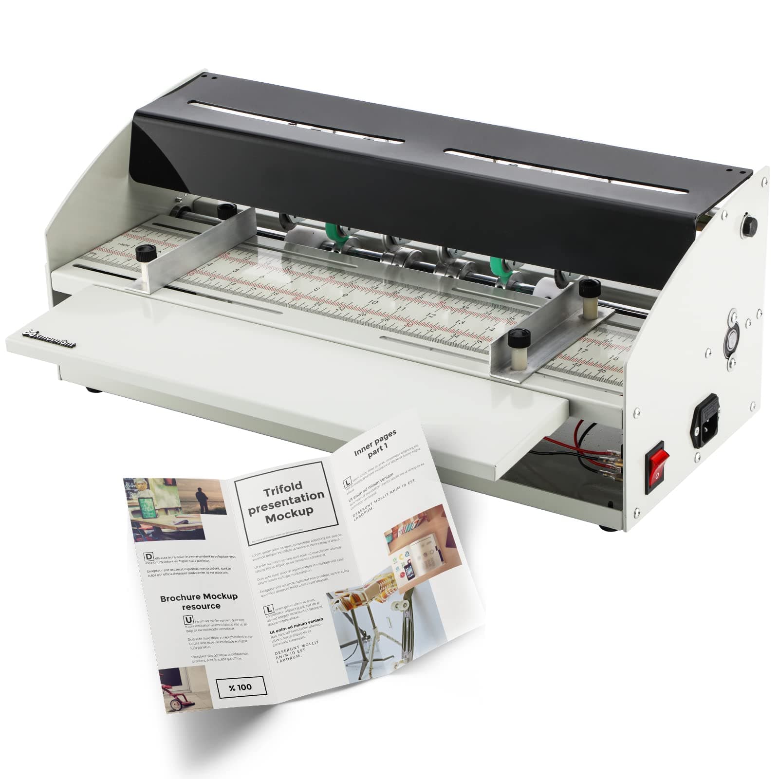 Mxmoonant 3-in-1 Electric Creasing Machine 18 1/2"(470mm) Paper Creaser Scorer Perforator Cutter for Cards Invitations Tickets 110V