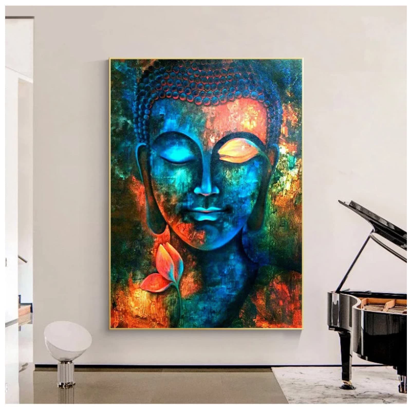 Abstract Wall Art Colorful Lord Buddha Buddhism Canvas Art Painting Modern Home Decoration Posters And Prints Wall Picture For Living Room Wall Decor,No Frame,40X60Cm