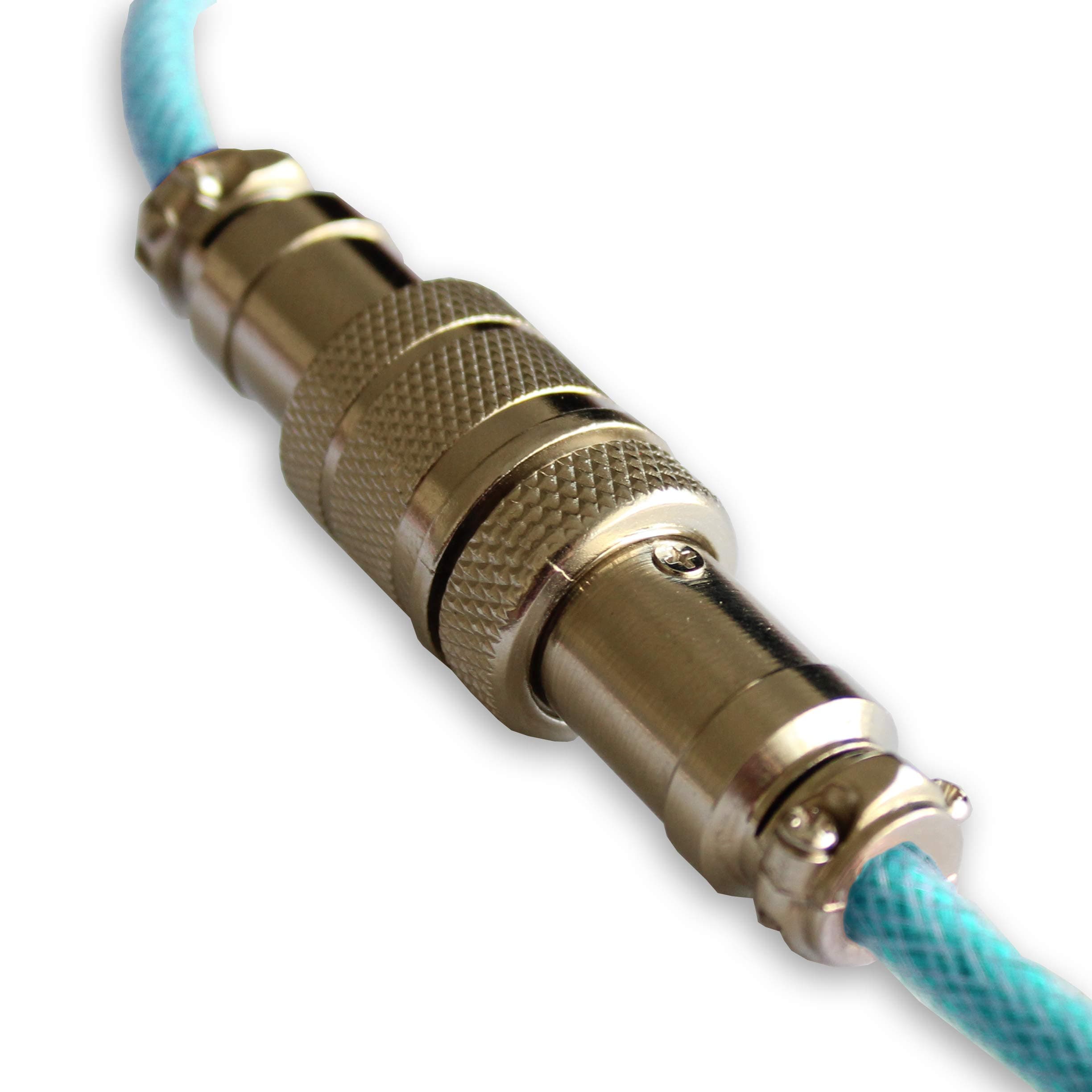 Asceny Double Sleeved Custom Keyboard Cable with Aviator Adapter, Fits Both Type-c and USB-Mini Mechanical Keyboards (Aqua)