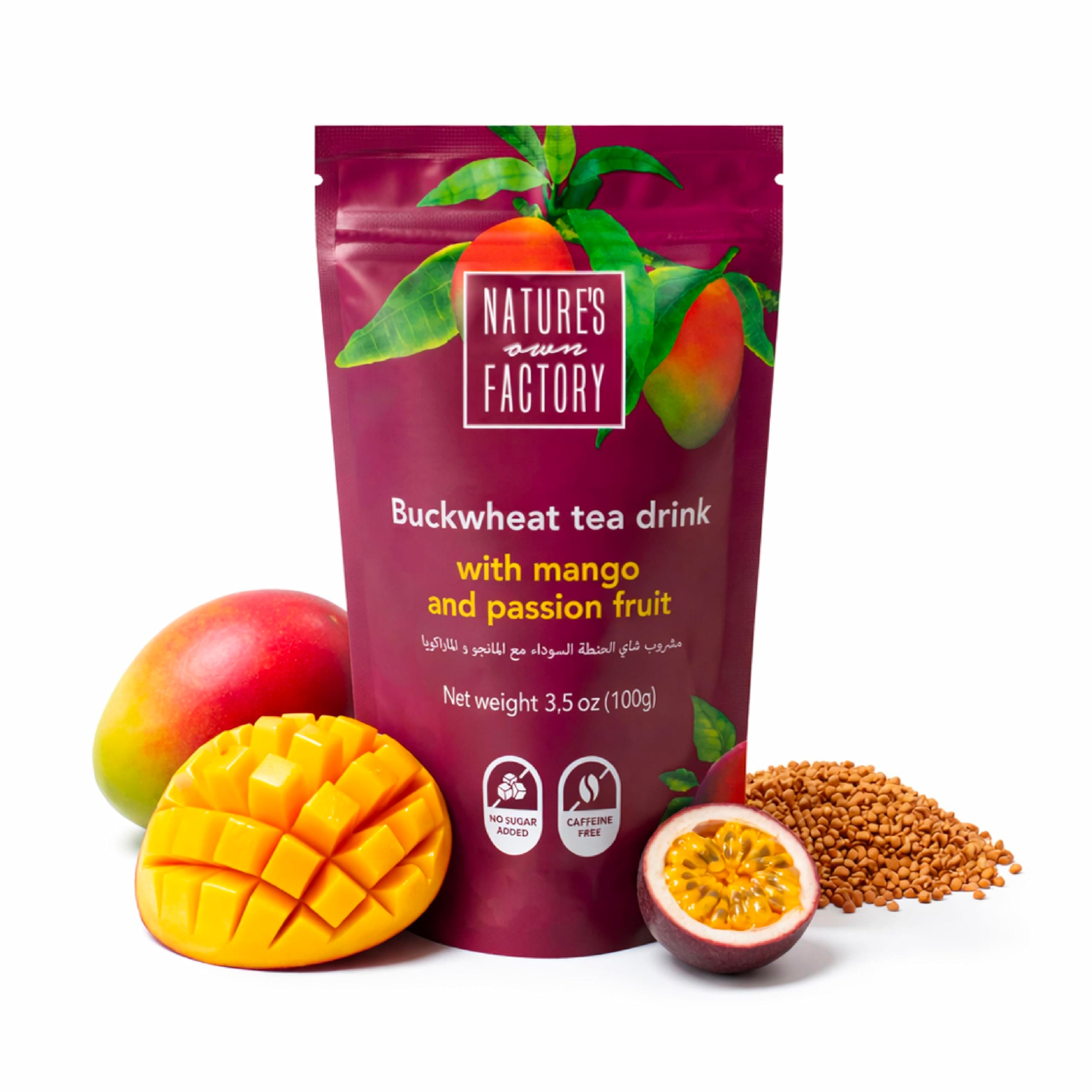 Nature’s Own Factory – Tartary Buckwheat Tea with Mango & Passion Fruit – Caffeine-Free Drink, Vegan, No Added Sugar, Low Carb, Gluten-Free – 100g