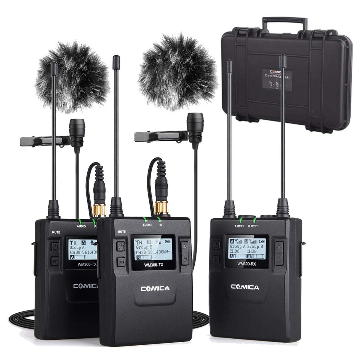 Professional Wireless Omnidirectional Lavalier Lapel Microphone System with 48 Optional Channels for Canon Sony Nikon Panasonic DSLR ENG EFP DV Video Camera … (CVM 300A)