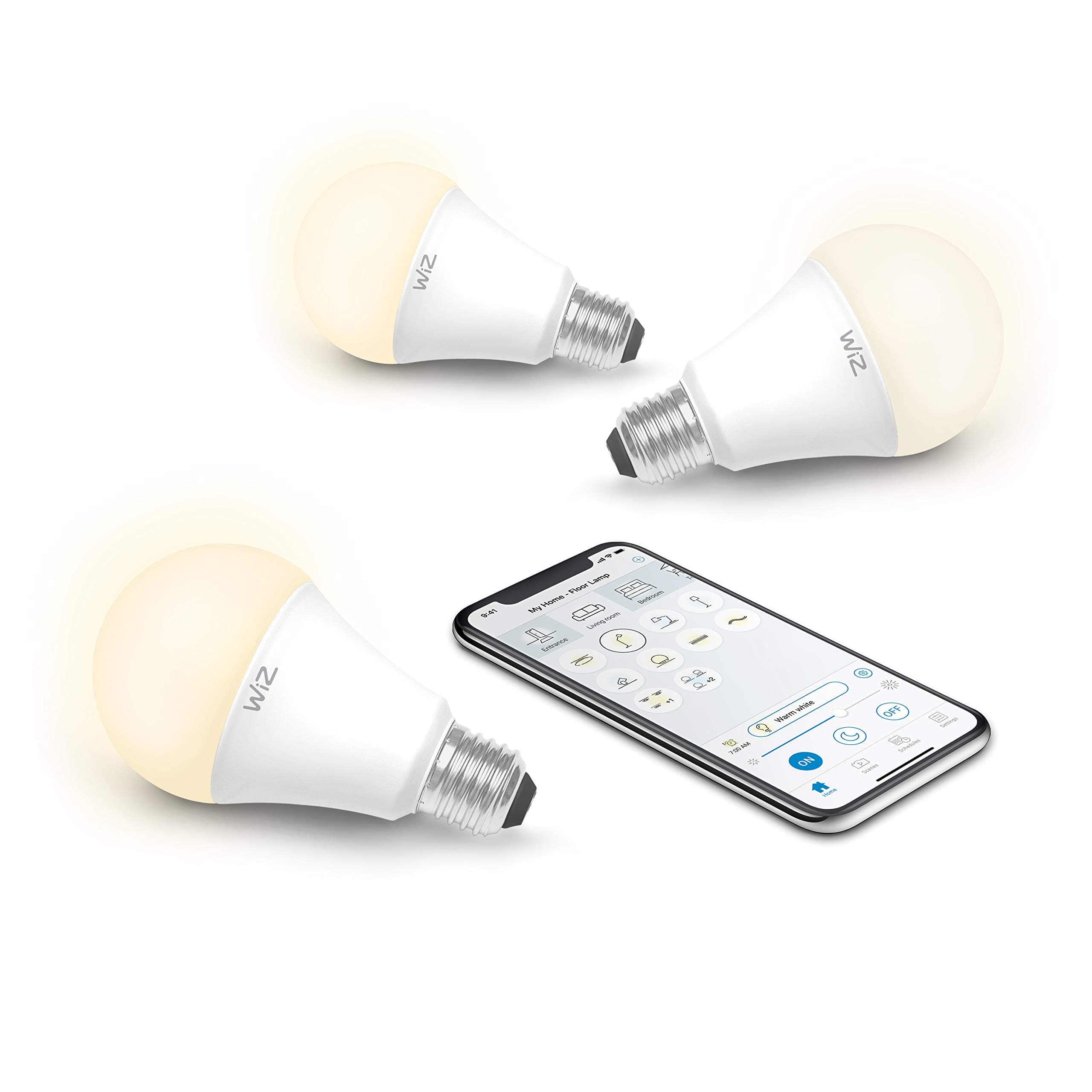 WiZ IZ0026023 60 Watt EQ A19 Smart Wifi Connected LED Light Bulbs/Compatible with Alexa and Google Home, no Hub required, Dimmable Soft White, 3 Count