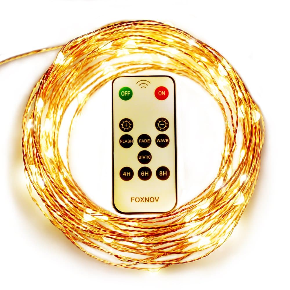 Waterproof IR Receiver&Power Adapter 2 in 1, 33Ft 100 LED Tiny Fairy String Lights for Bedroom Indoor Outdoor, Warm White