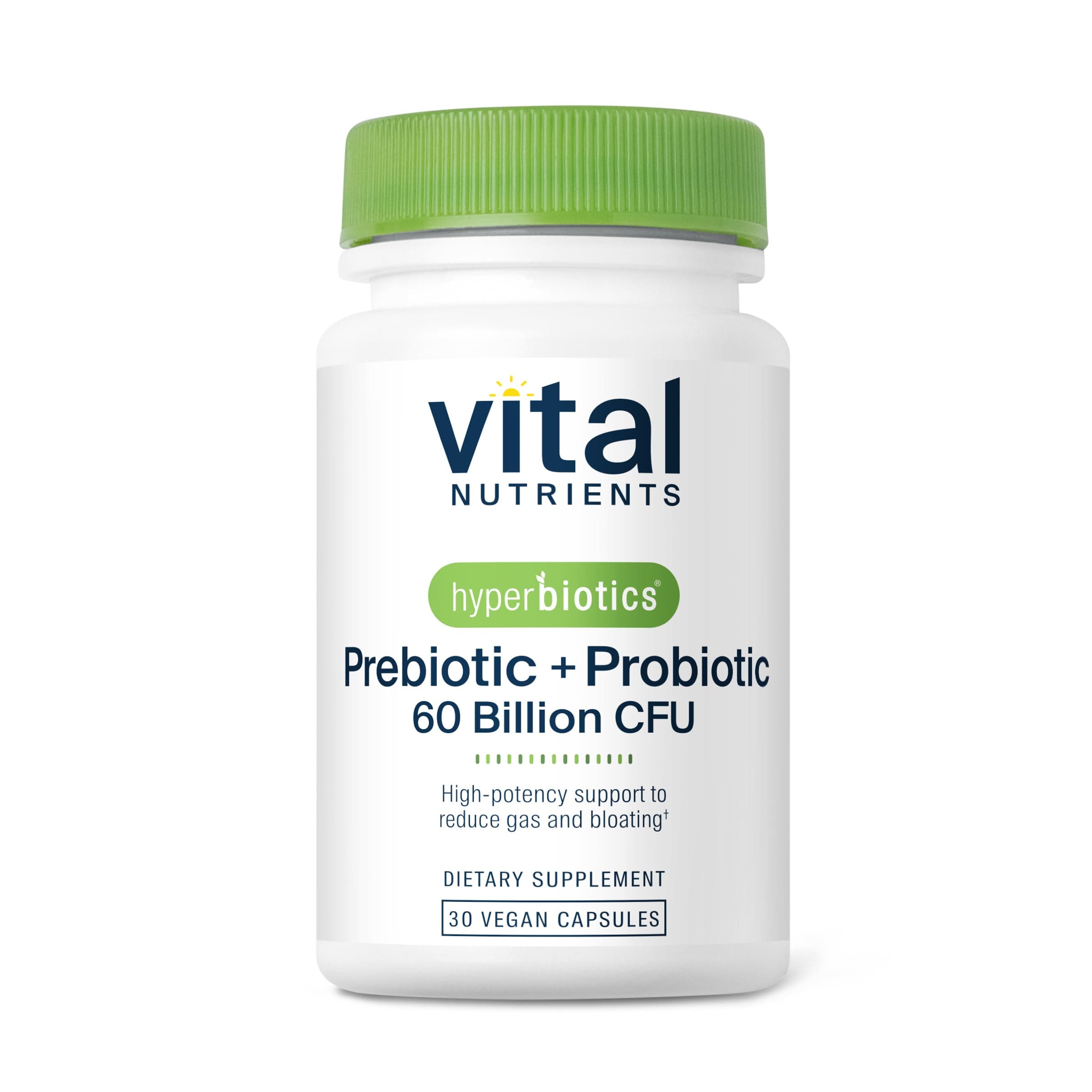 Hyperbiotics Pre Pro Vegan Probiotics + Prebiotics | 60 Billion CFU | Daily Probiotic for Women and Men | Advanced Strength Digestive and Immune Health Support | Gluten and Dairy Free | 30 Capsules