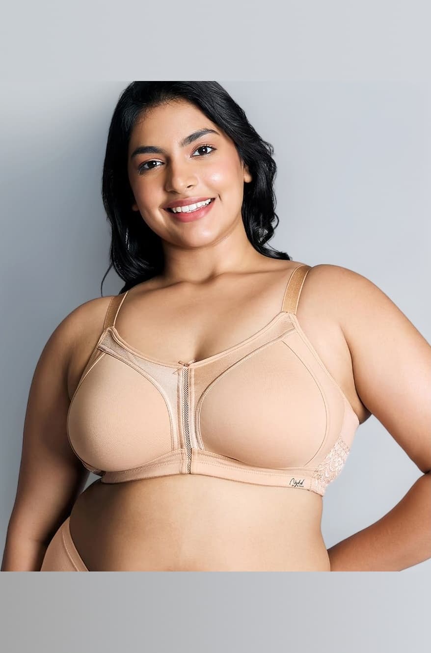Nykd (NYB101) Cotton Non Padded & Non Wired Everyday Bra for Women | M-Frame Structure for Bounce Control with Full Coverage & Super Soft Wide Straps