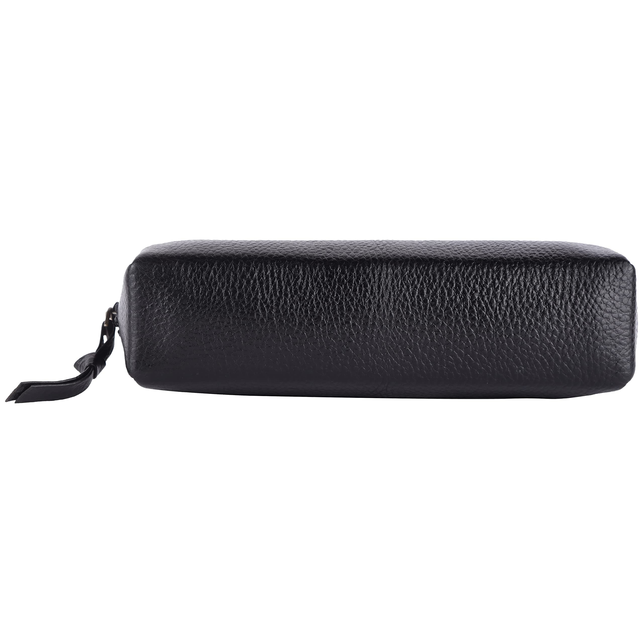 HAMMONDS FLYCATCHER Leather Utility Pouch - Multi-Use Genuine Leather Pencil Case, Cosmetic Pouch, Stationery Pouch, Coin, Makeup Brush Pouch for Women & Men - School & Office Organizer, BLACK, Travel