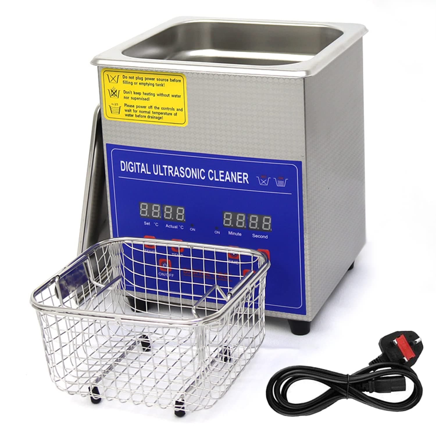 Zertylre Ultrasonic Cleaner, UK Plug 1.3L Digital Ultra Sonic Cleaning Machine Timer Setting Stainless Tank for Jewelry Glasses Watch Cleaning (1.3L)