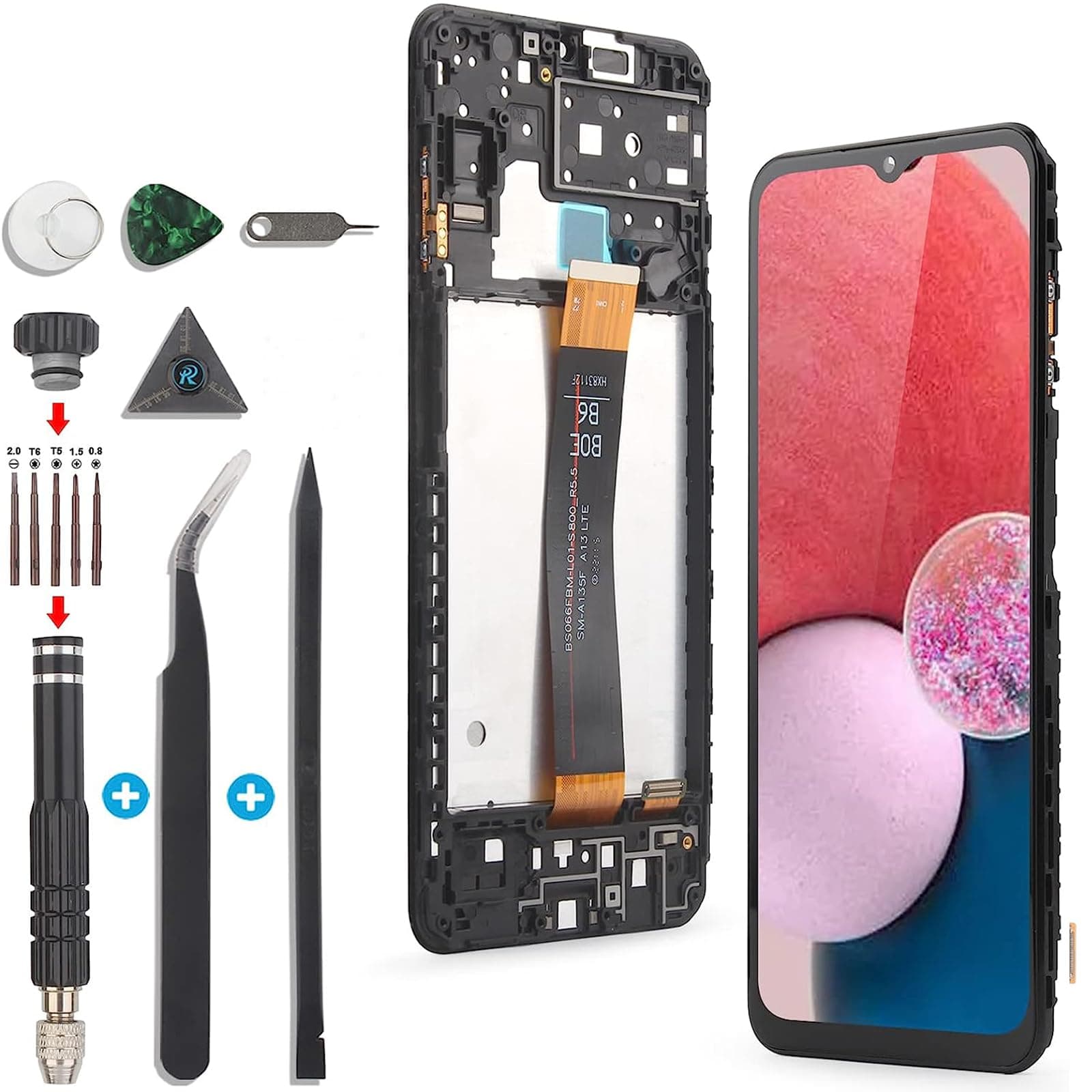 LCD for Samsung Galaxy A13 4G/A135F Screen Replacement LCD Display Touch Screen Digitizer Assembly for Samsung Galaxy A13 4G/A135F Replacement with Kit(Black with Frame)