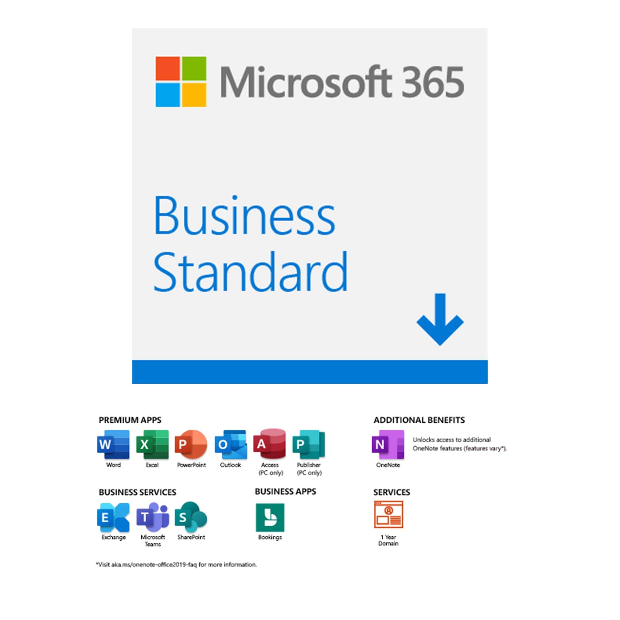 Microsoft 365 Business Standard for 1 User, 12-Month/1 year Subscription (Windows/Mac/iOS/Android)(Email delivery)